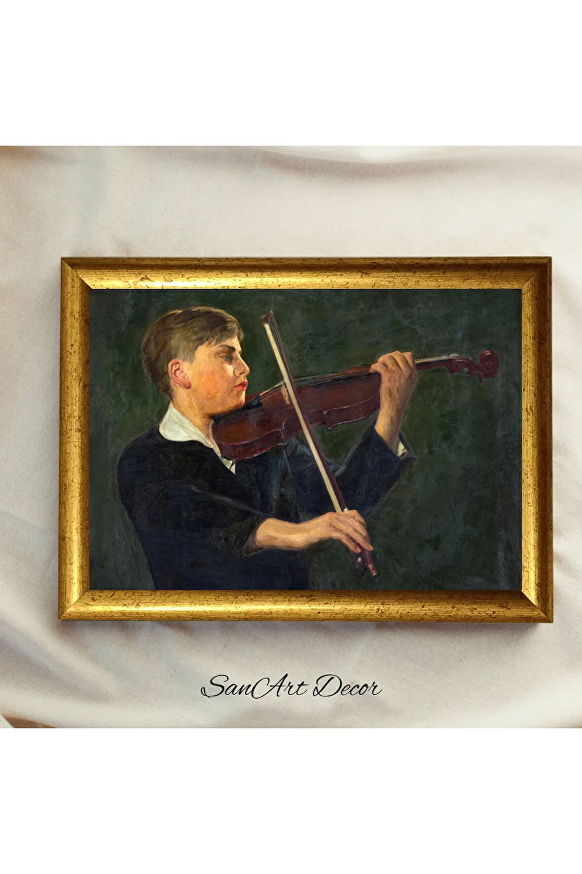 Çerçeveli Vintage Tablo, Yağlı Boya Tablosu, Çerçeveli Tablo, Sanatsal Dekor, Müzik Tablosu