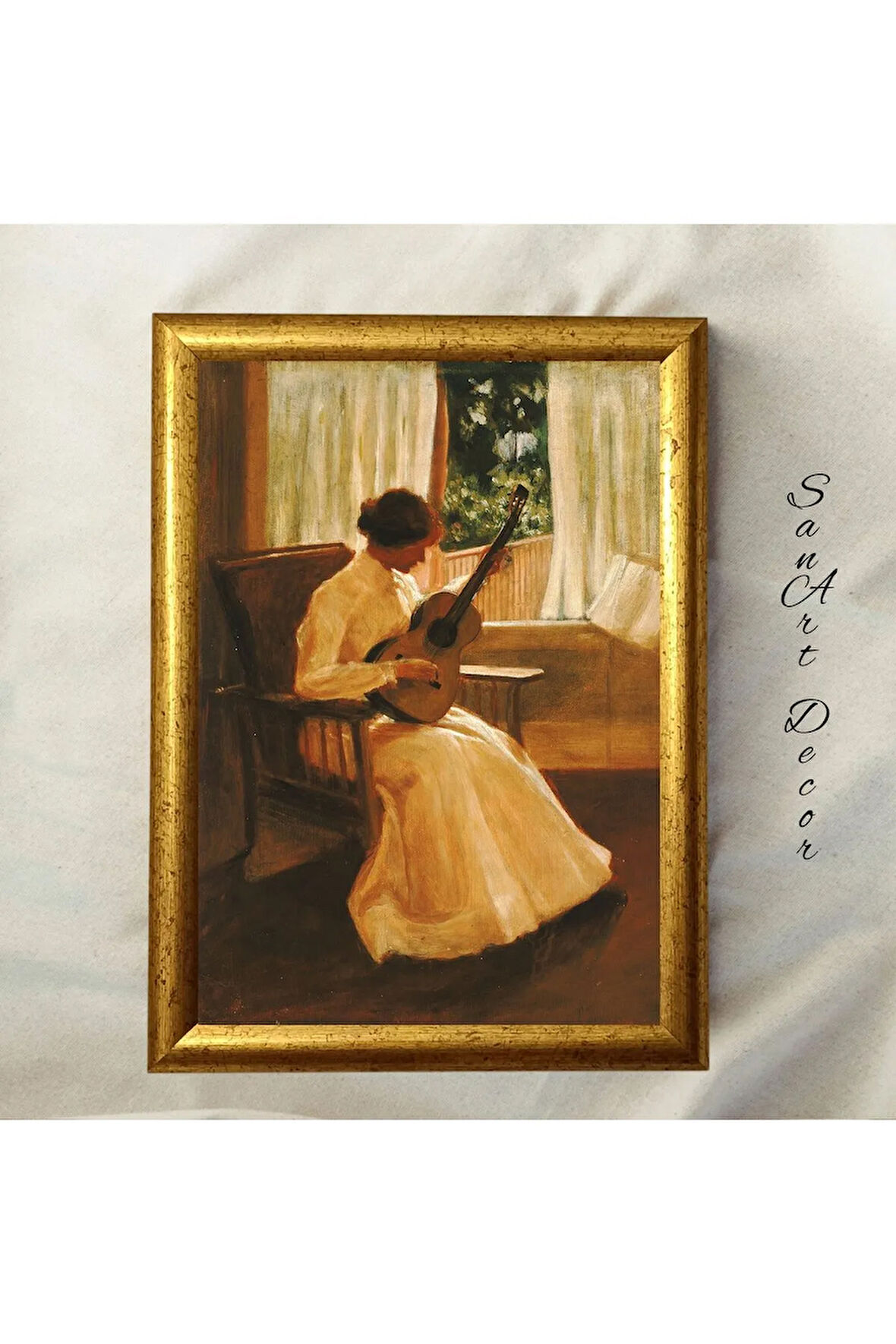 Çerçeveli Vintage Tablo, Yağlı Boya Tablosu, Çerçeveli Tablo, Sanatsal Dekor, Müzik Tablosu
