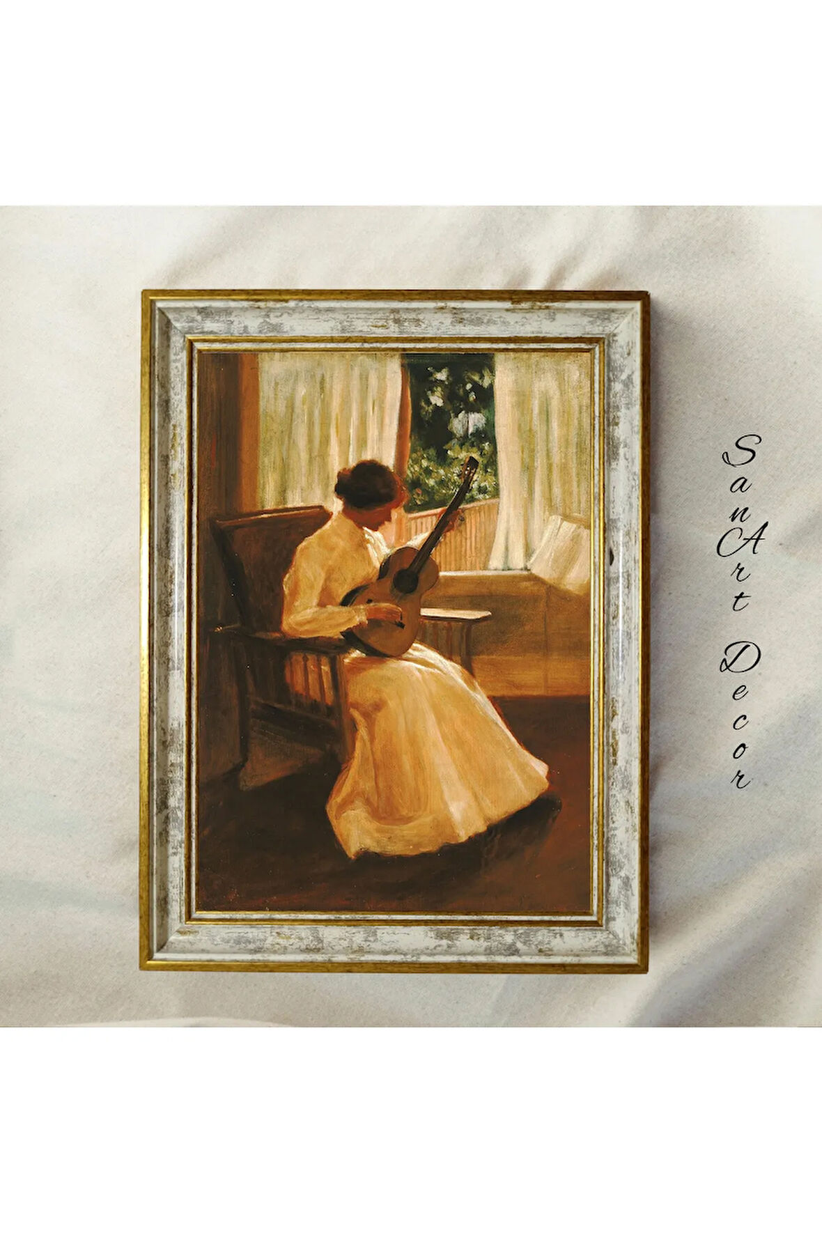 Çerçeveli Vintage Tablo, Yağlı Boya Tablosu, Çerçeveli Tablo, Sanatsal Dekor, Müzik Tablosu