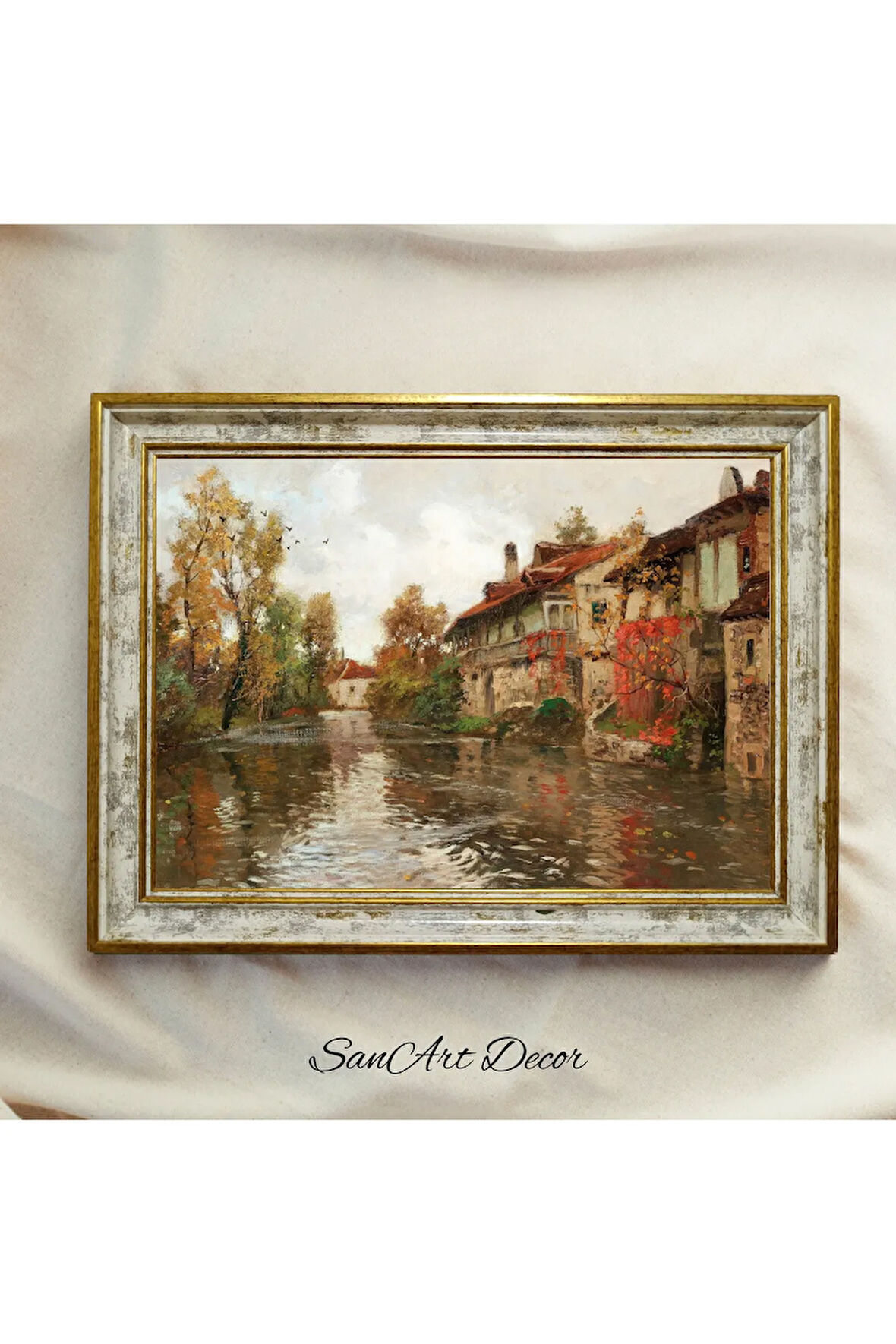 Çerçeveli Vintage Tablo, Yağlı Boya Tablosu, Çerçeveli Tablo, Sanatsal Dekor, Manzara Tablosu