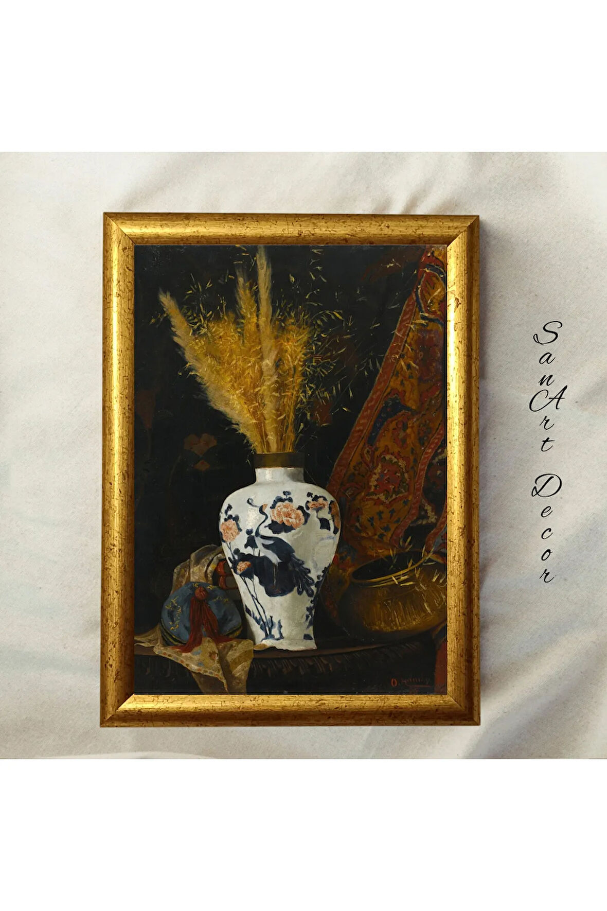 Çerçeveli Vintage Tablo, Yağlı Boya Tablosu, Çerçeveli Tablo, Sanatsal Dekor, Çiçek Tablosu