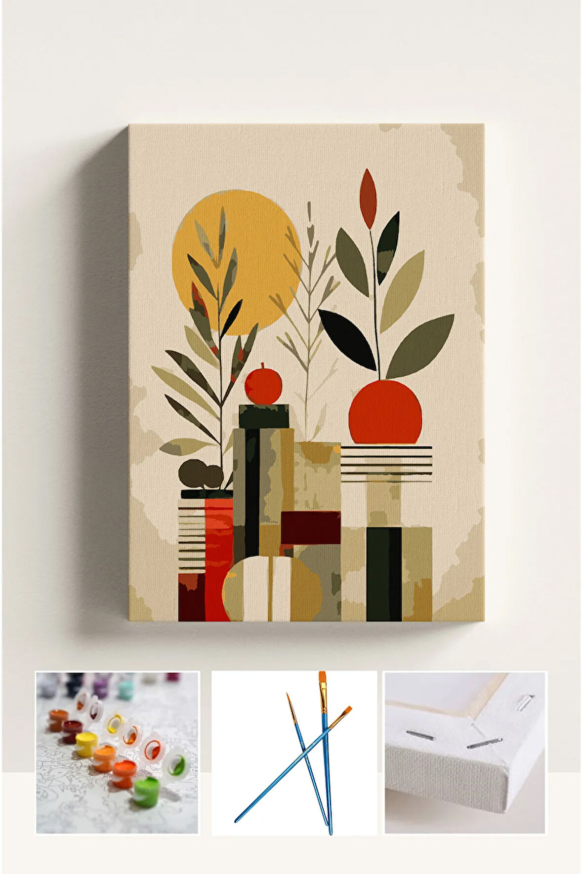 Sayılarla Boyama Çerçeveli Hobi Seti Numaralı Tuval Fırça Boya Dahil Kasnaklı 40X50 Cm