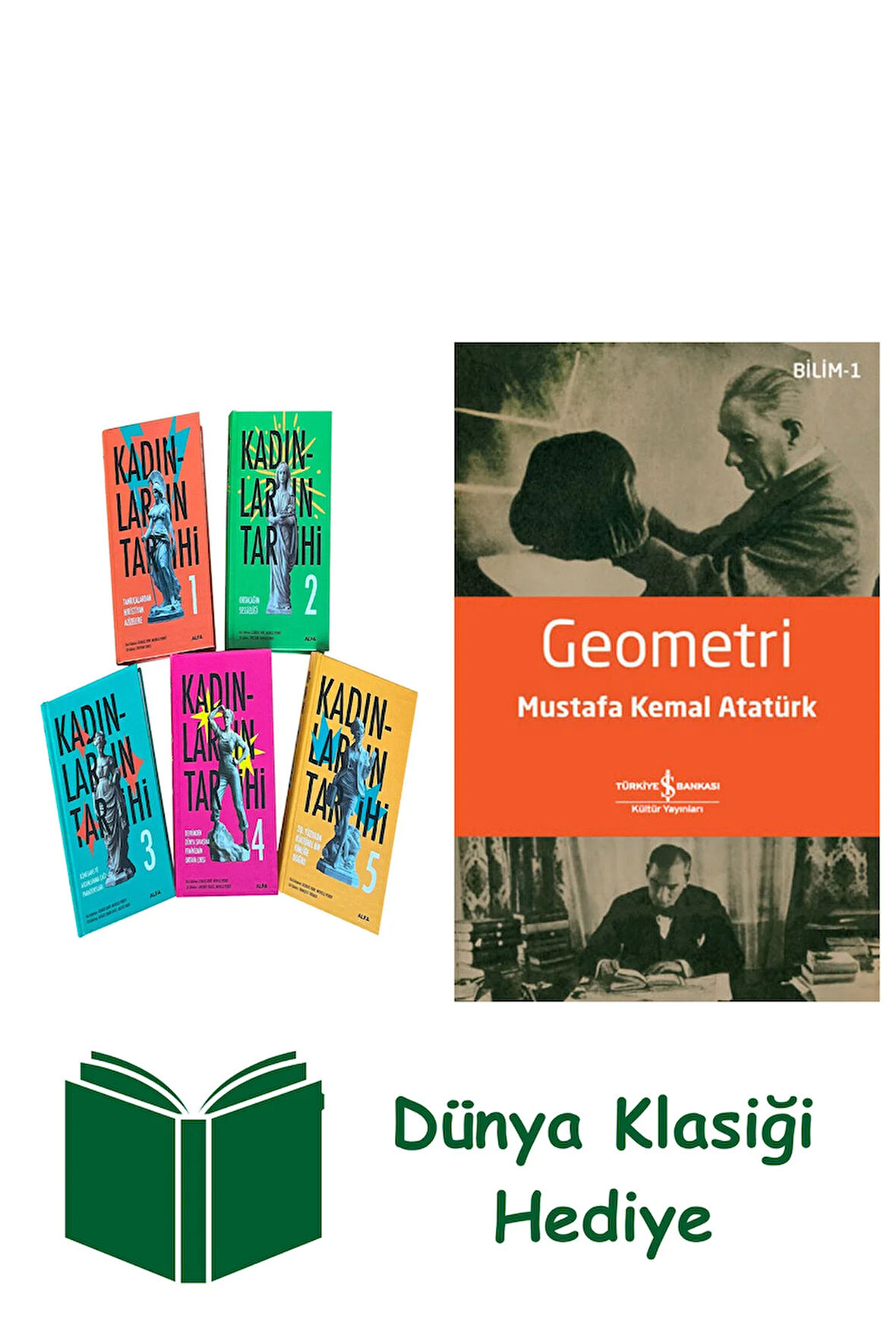 Kadınların Tarihi Set - 5 Kitap Takım (Ciltli) + Geometri + Dünya Klasiği Hediye