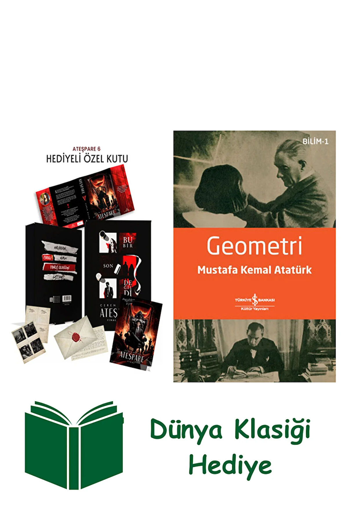Ateşpare 6 Hediyeli Özel Kutu (Ciltli) + Geometri + Dünya Klasiği Hediye