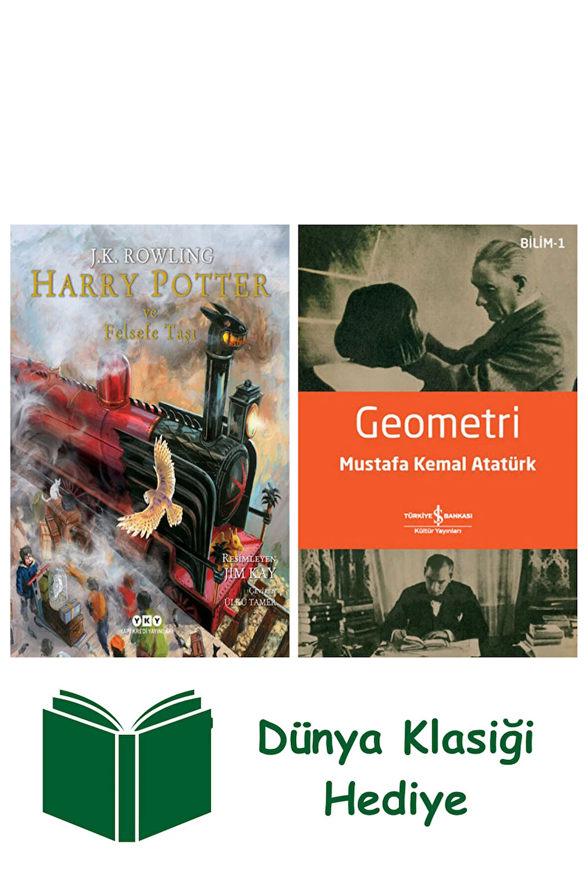 Harry Potter ve Felsefe Taşı 1 - Resimli Özel Baskı (Ciltli) + Geometri + Dünya Klasiği Hediye