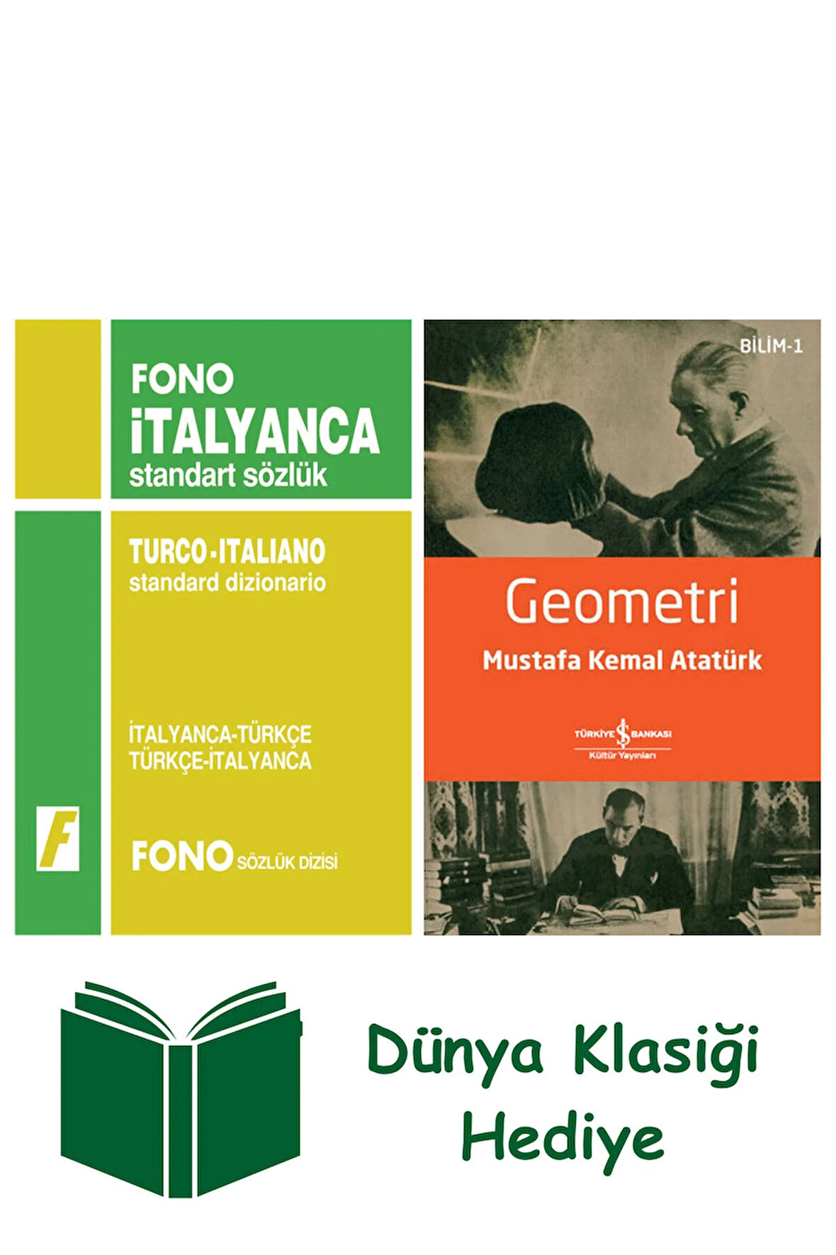 İtalyanca/Türkçe-Türkçe/ İtalyanca Standart Sözlük + Geometri + Dünya Klasiği Hediye