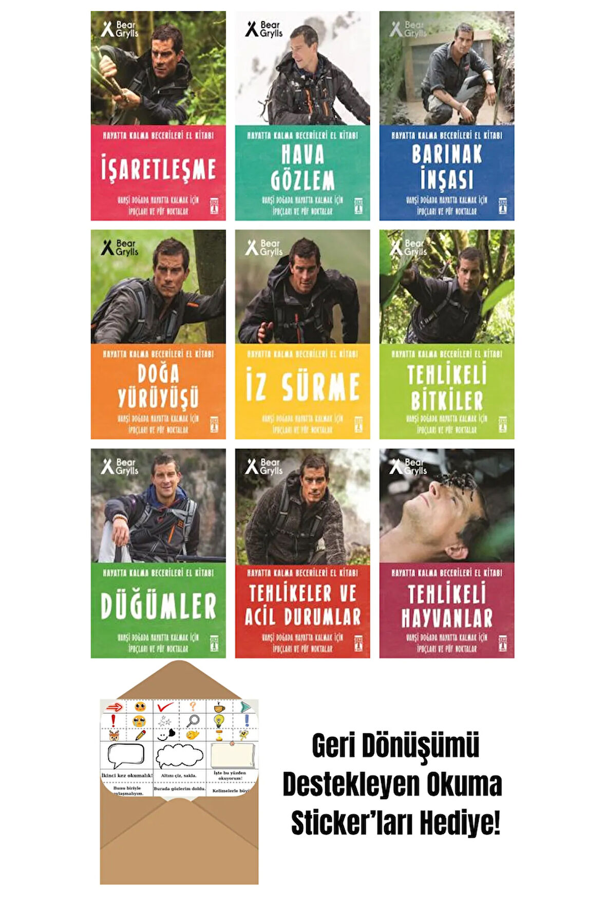 Bear Grylls 9 Kitap Seti + Okuma Sticker'ları