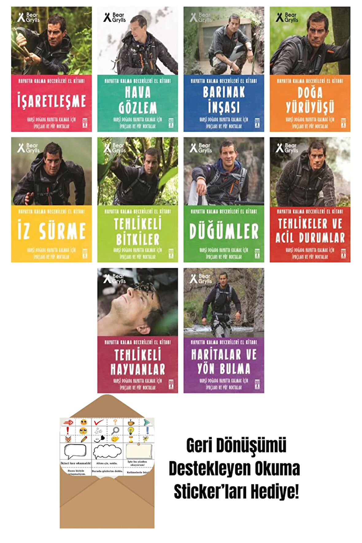 Bear Grylls 10 Kitap Seti + Okuma Sticker'ları