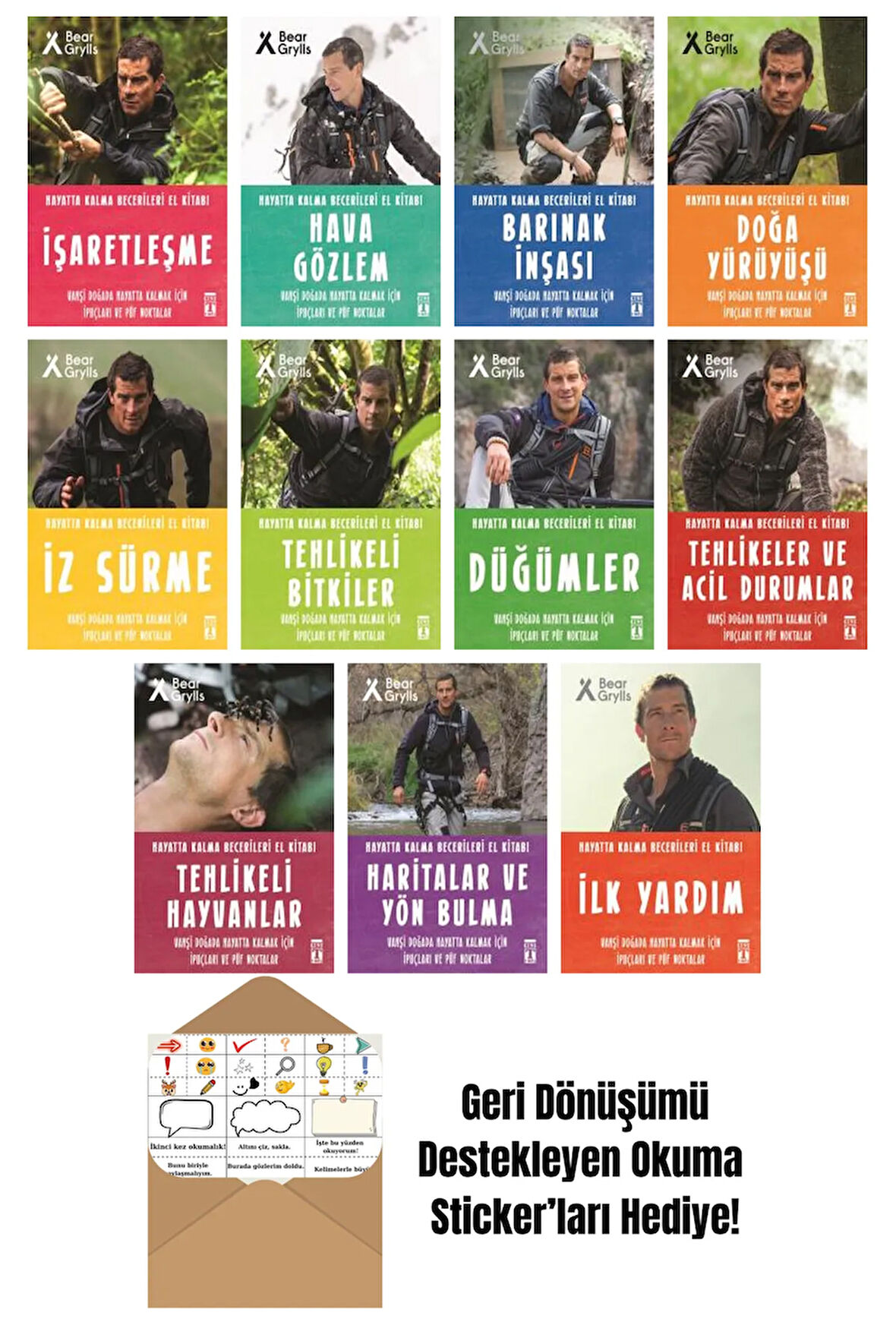 Bear Grylls 11 Kitap Seti + Okuma Sticker'ları