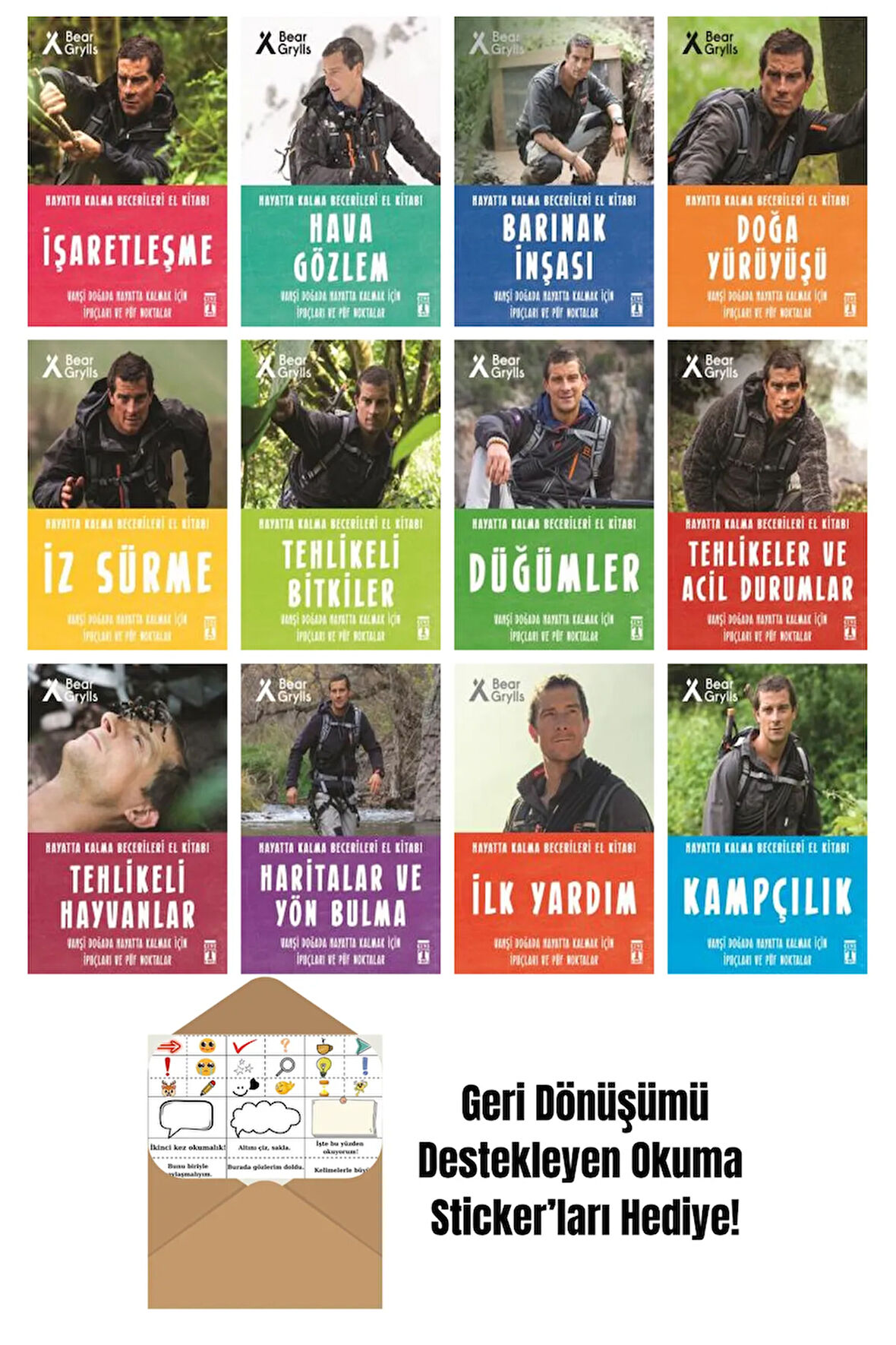 Bear Grylls 12 Kitap Seti + Okuma Sticker'ları
