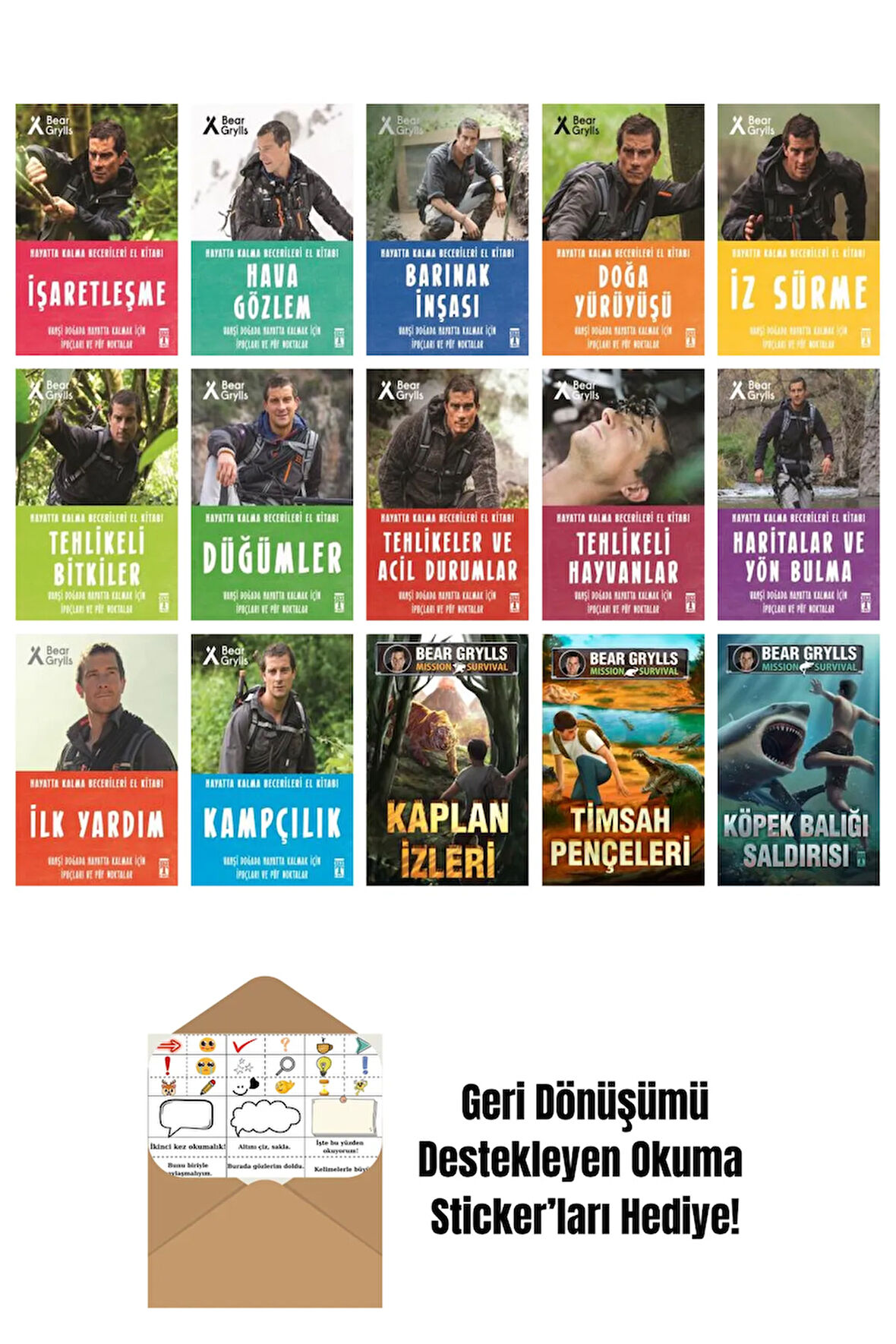 Bear Grylls 15 Kitap Seti + Okuma Sticker'ları