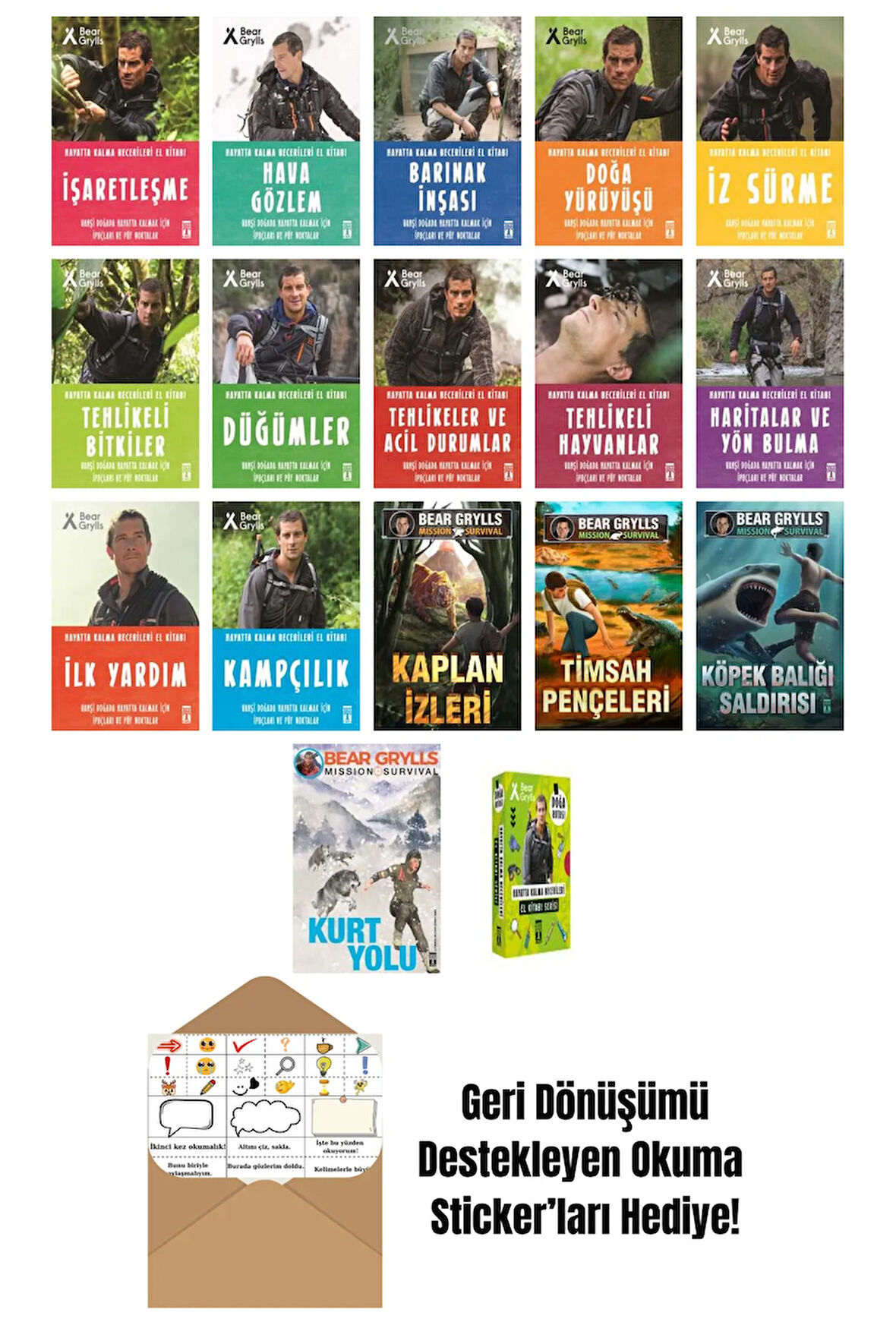 Bear Grylls 17 Kitap Seti + Okuma Sticker'ları