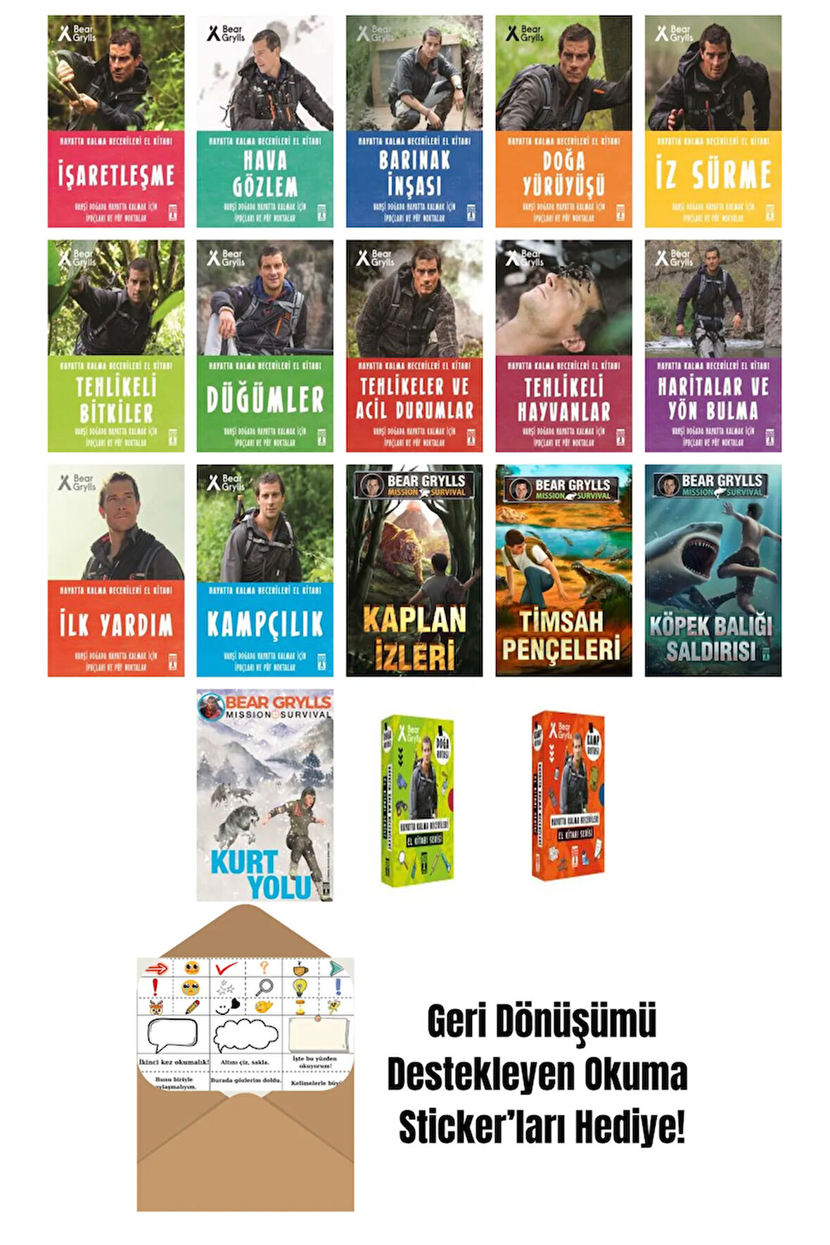 Bear Grylls 18 Kitap Seti + Okuma Sticker'ları