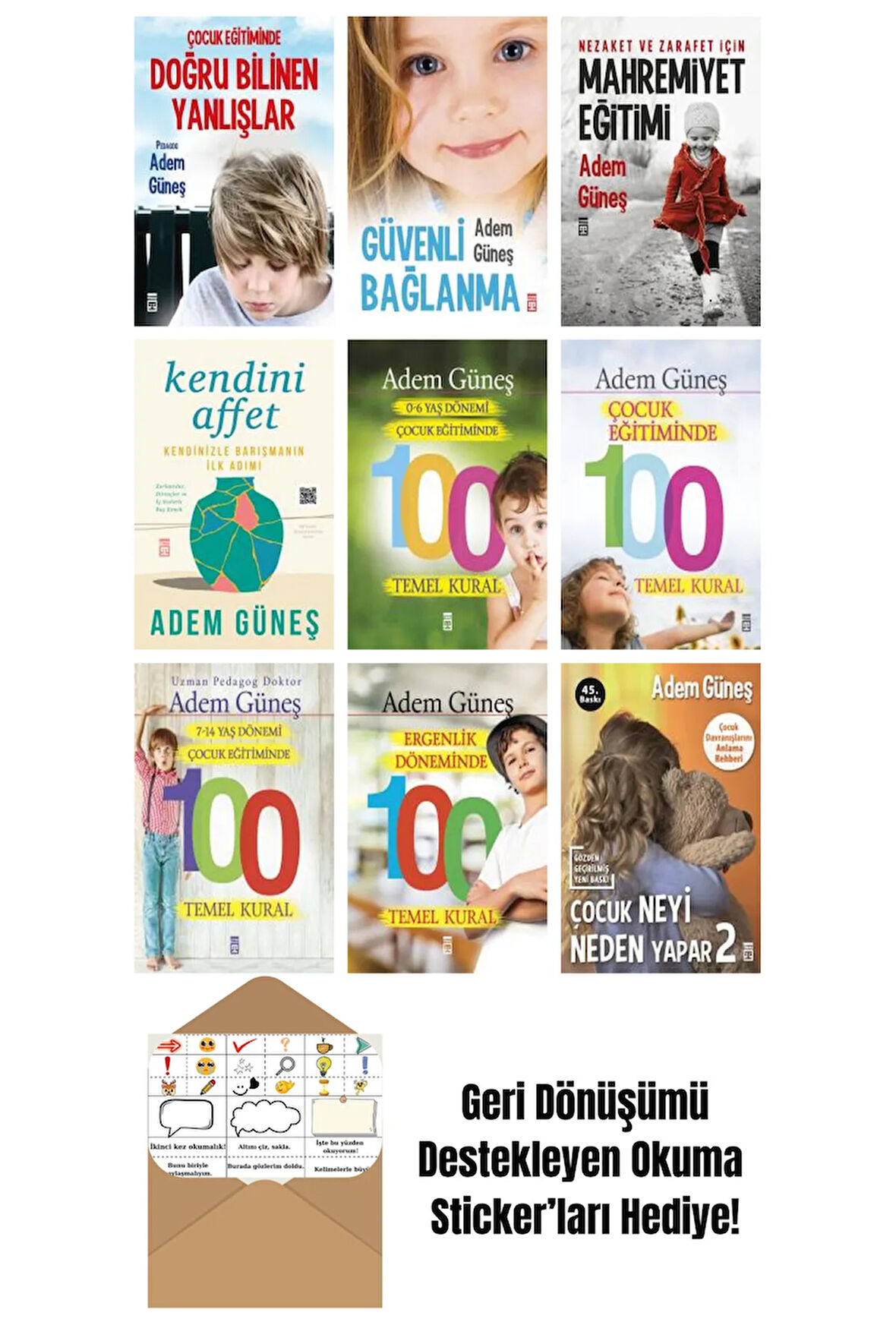 Adem Güneş 9 Kitap Seti + Okuma Sticker'ları