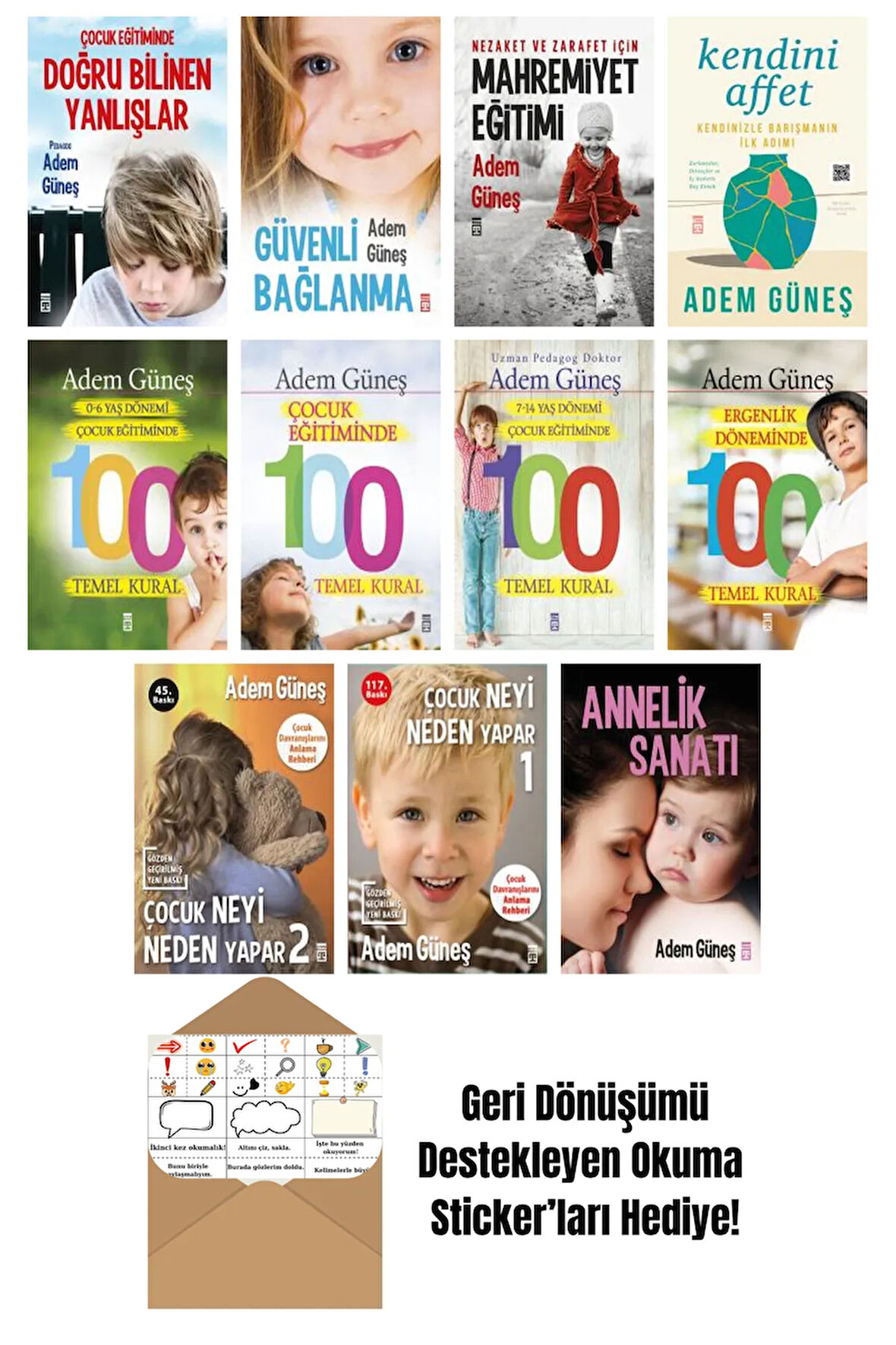 Adem Güneş 11 Kitap Seti + Okuma Sticker'ları