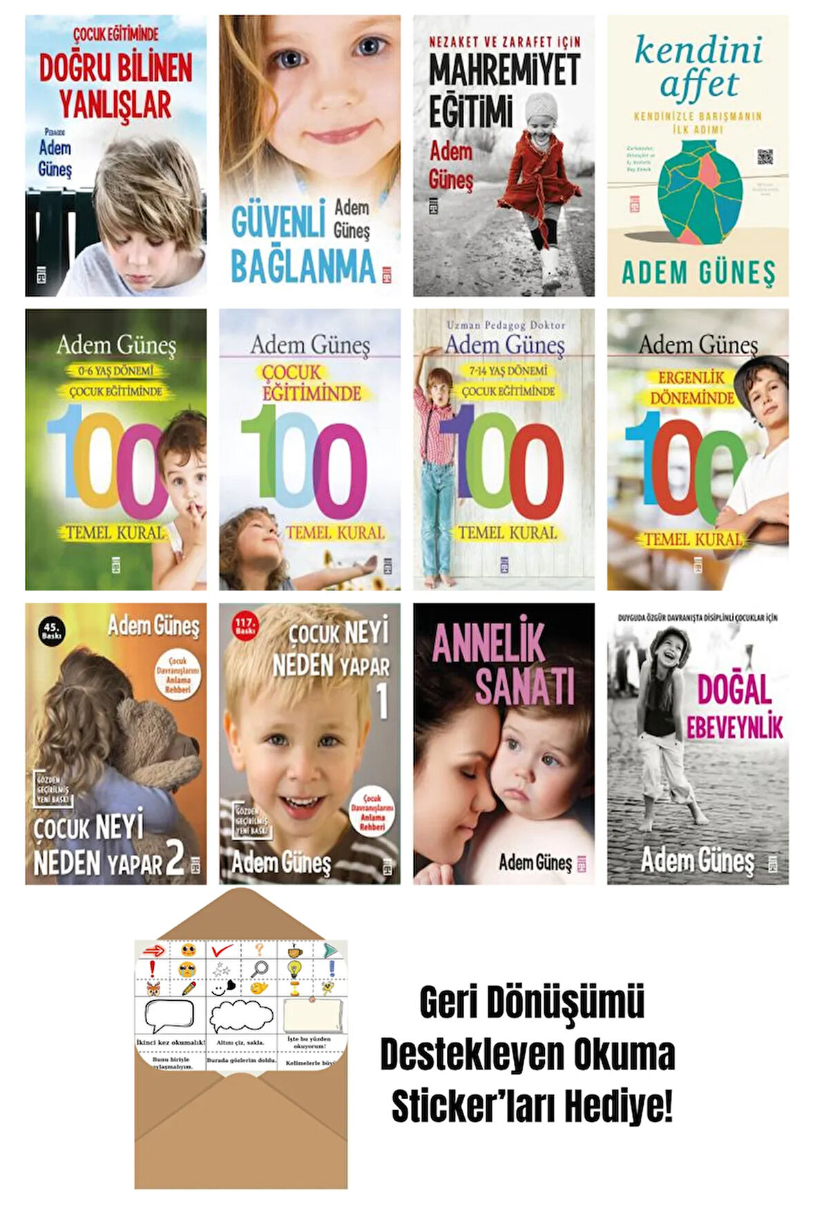 Adem Güneş 12 Kitap Seti + Okuma Sticker'ları