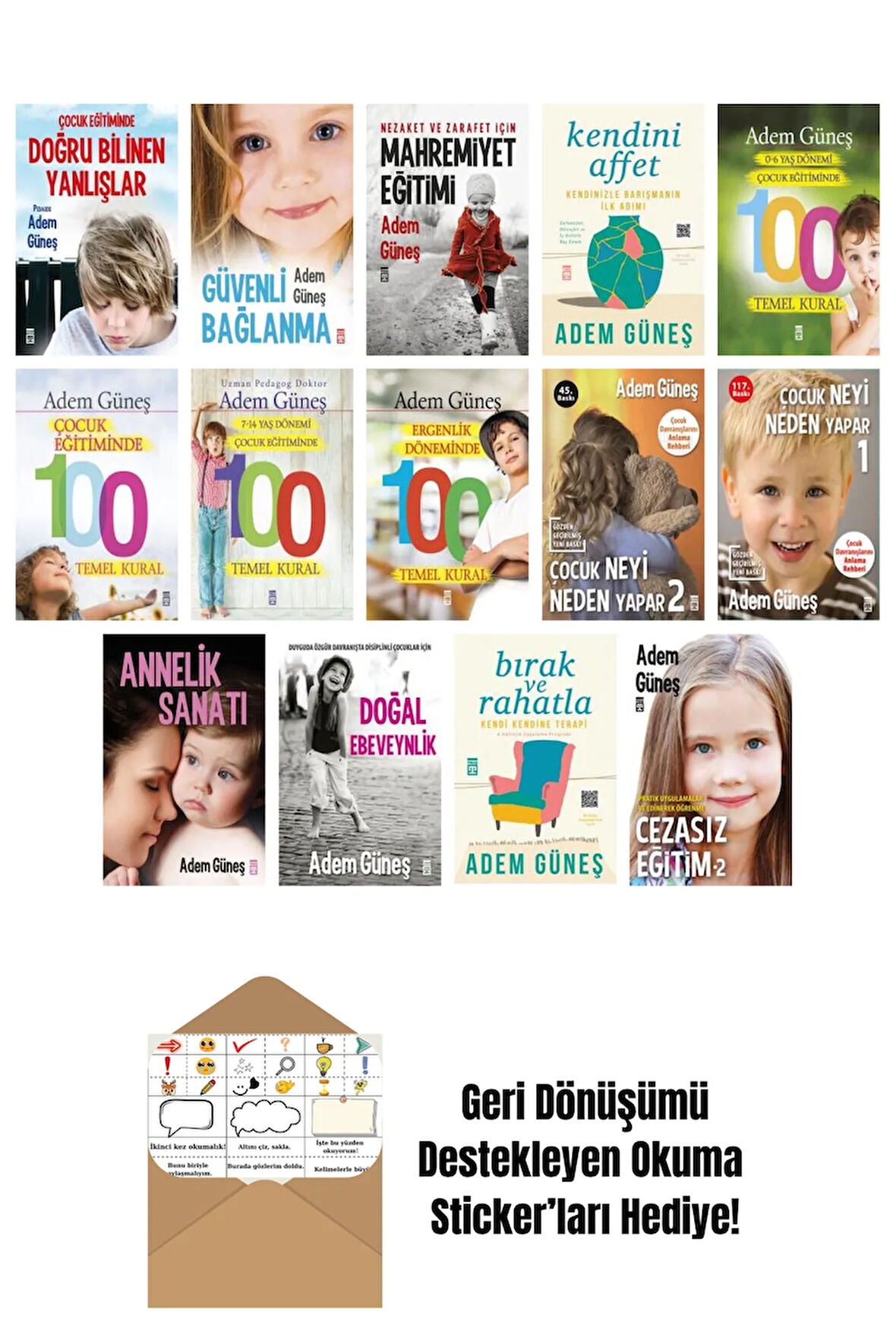 Adem Güneş 14 Kitap Seti + Okuma Sticker'ları