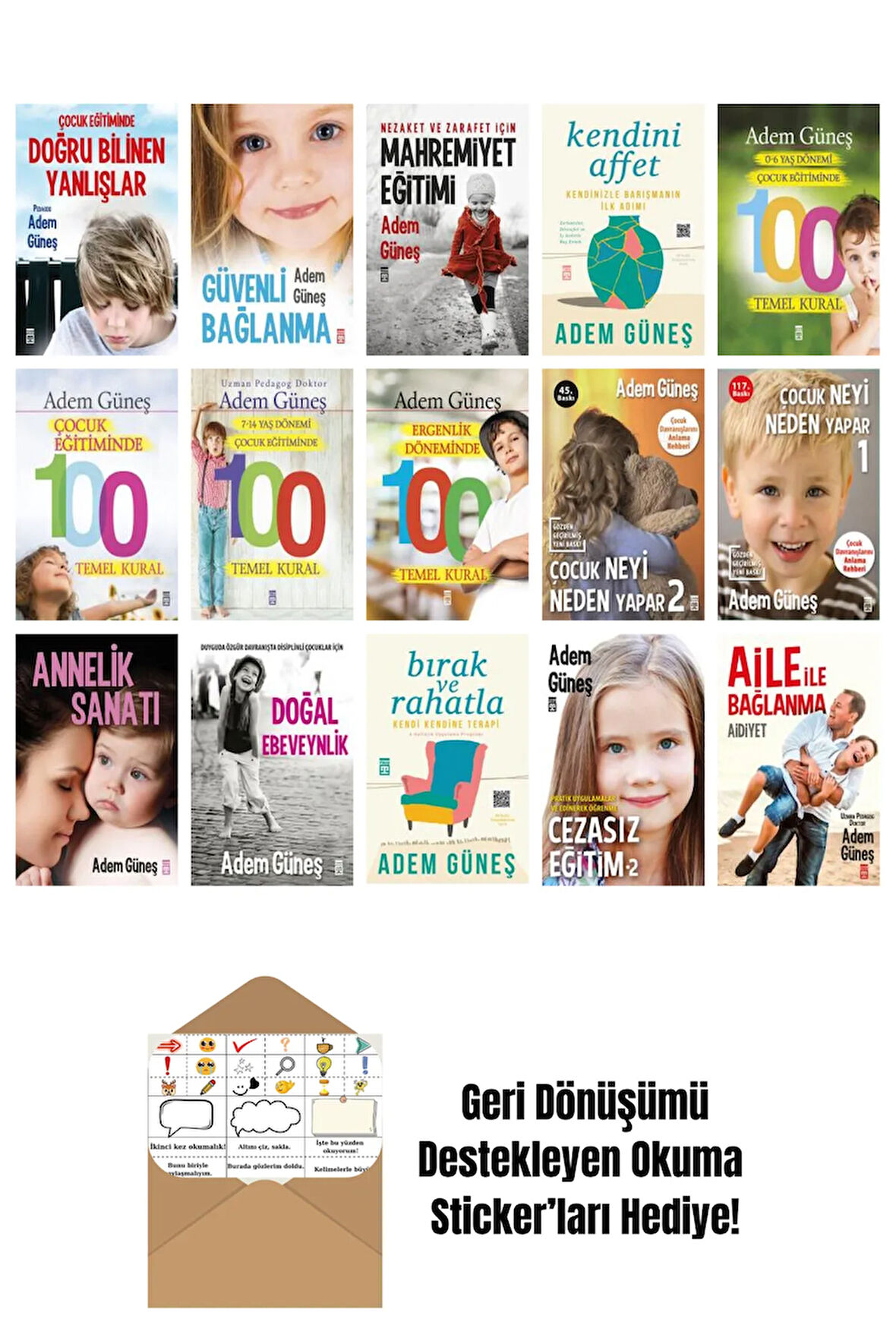 Adem Güneş 15 Kitap Seti + Okuma Sticker'ları