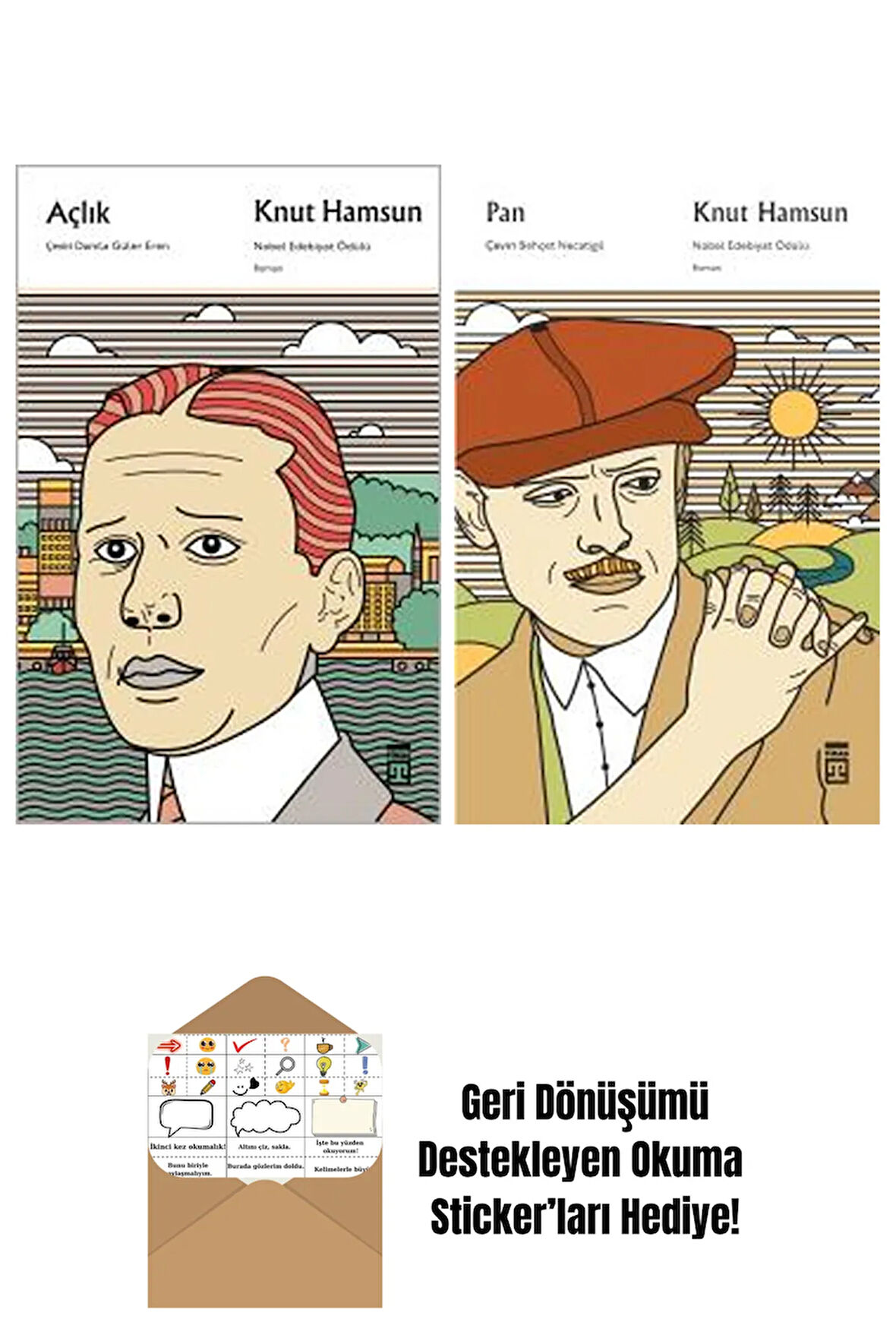 Knut Hamsun 2 Kitap Seti + Okuma Sticker'ları