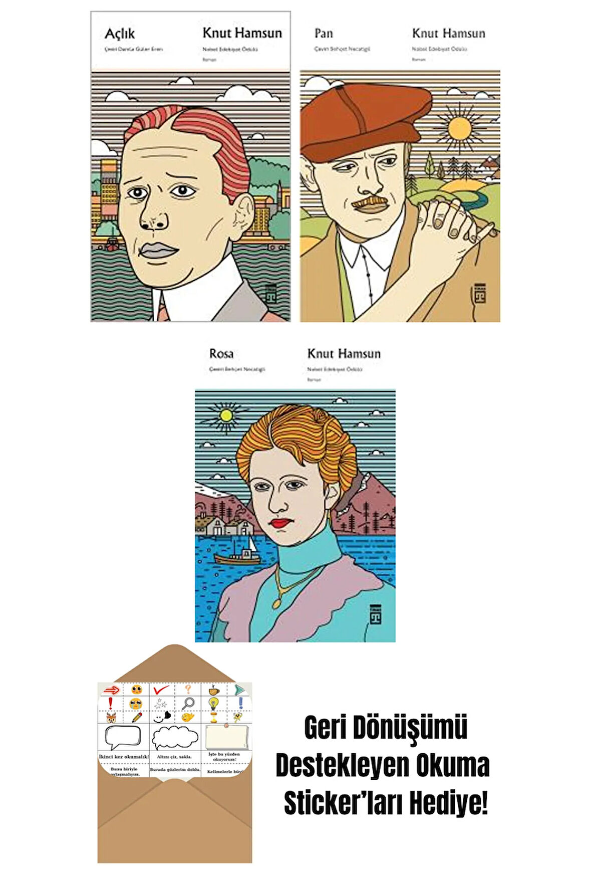 Knut Hamsun 3 Kitap Seti + Okuma Sticker'ları