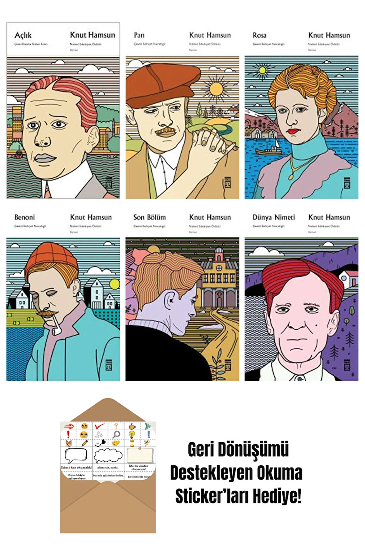 Knut Hamsun 6 Kitap Seti + Okuma Sticker'ları