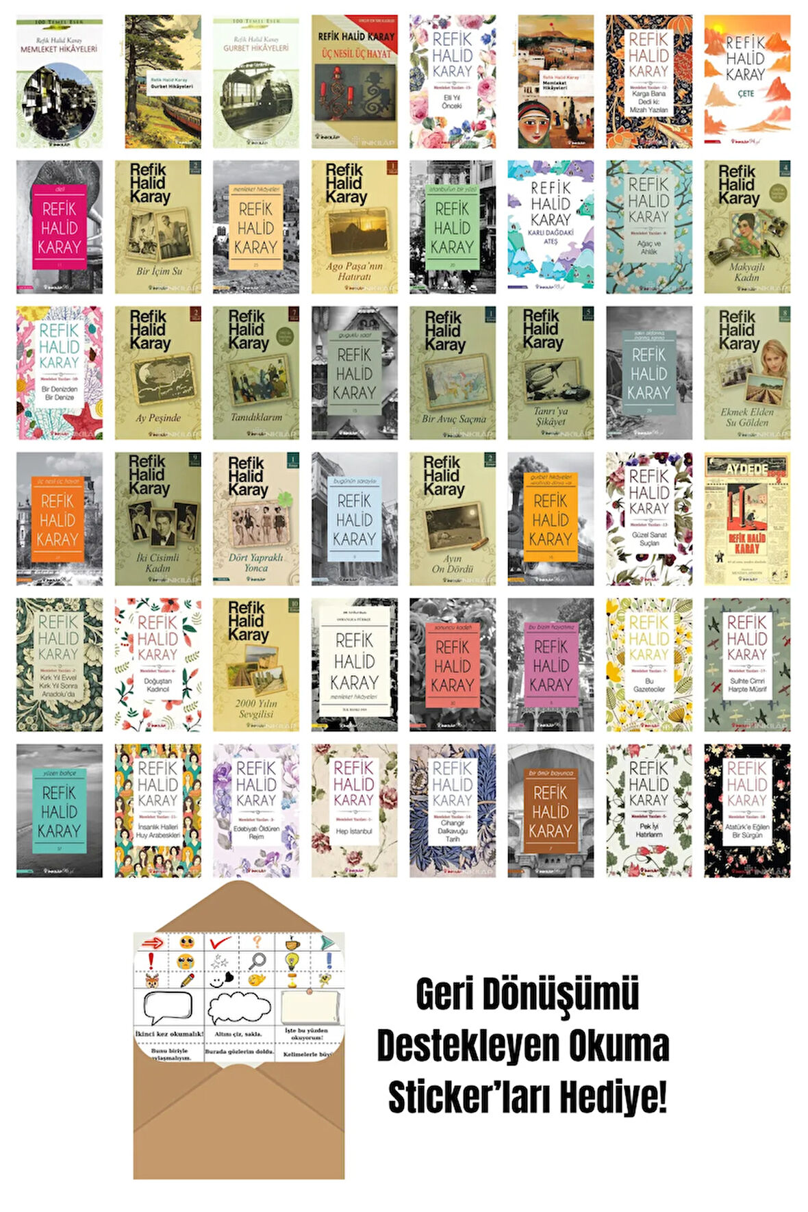Refik Halid Karay 48 Kitap Seti + Okuma Sticker'ları