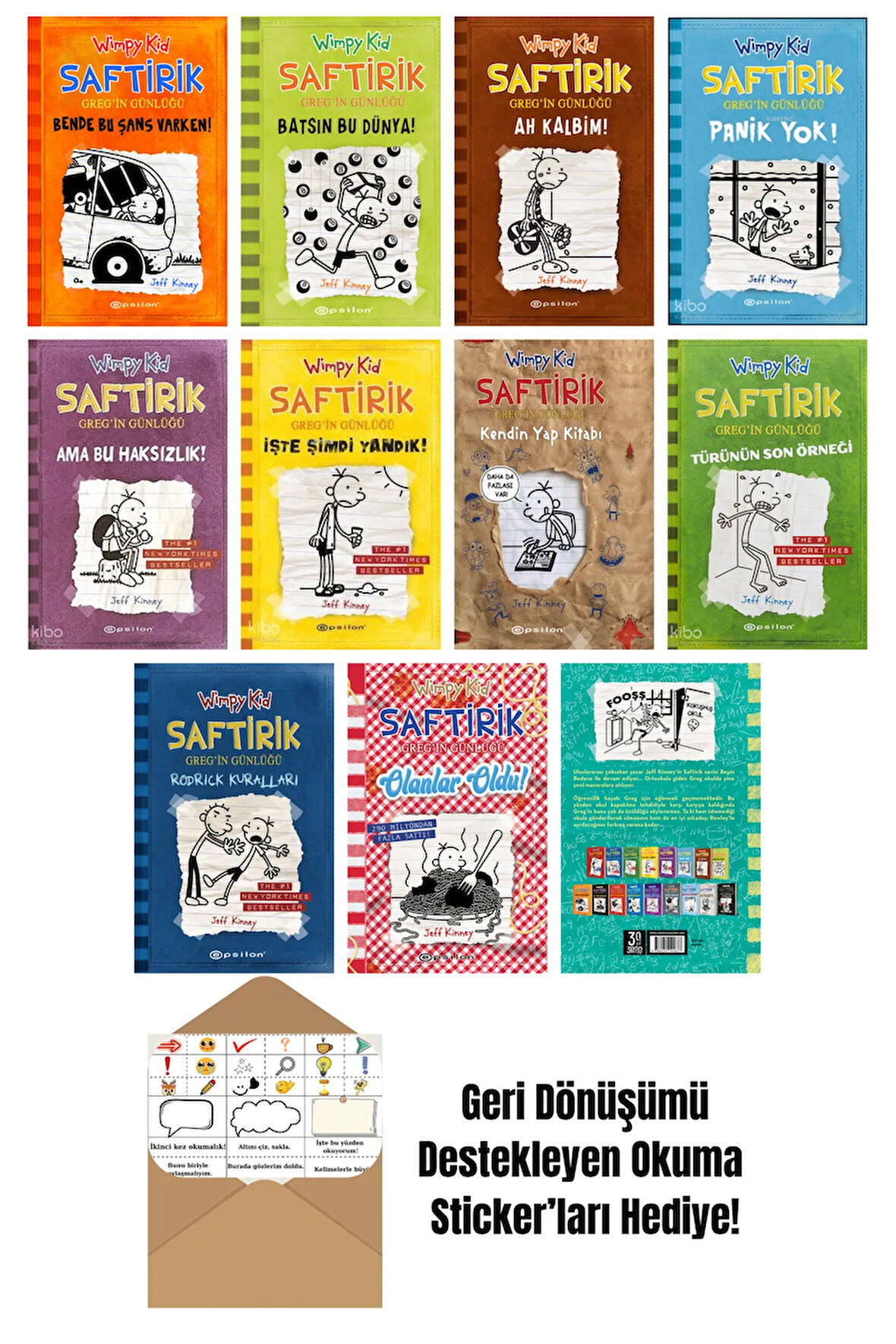 Jeff Kinney 11 Kitap Seti + Okuma Sticker'ları