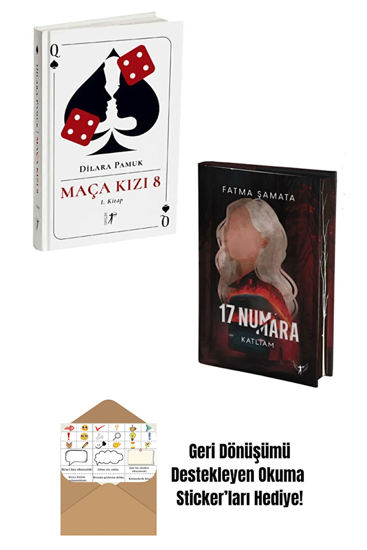 Maça Kızı 8 + 17 Numara 2 Kitap Set + Okuma Sticker'ları