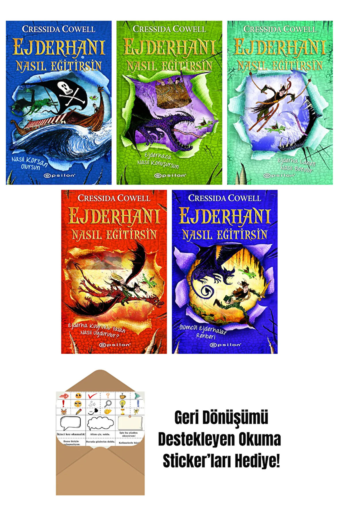 Cressida Cowell 5 Kitap Seti + Okuma Sticker'ları