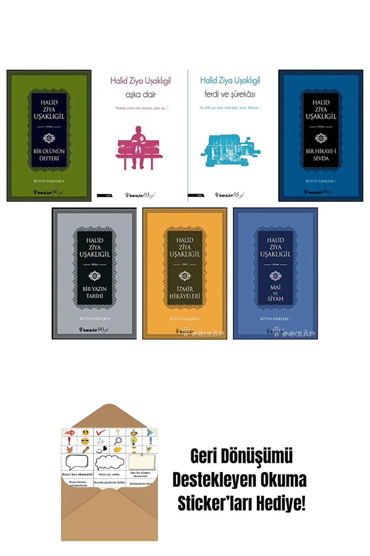 Halid Ziya Uşaklıgil 7 Kitap Seti + Okuma Sticker'ları