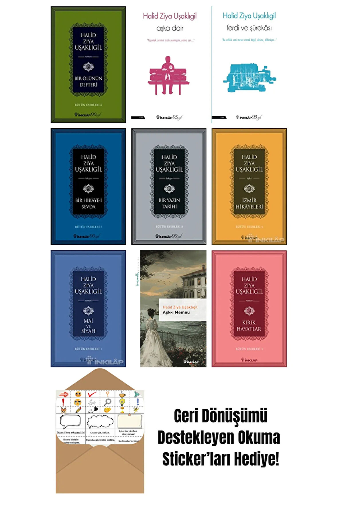 Halid Ziya Uşaklıgil 9 Kitap Seti + Okuma Sticker'ları