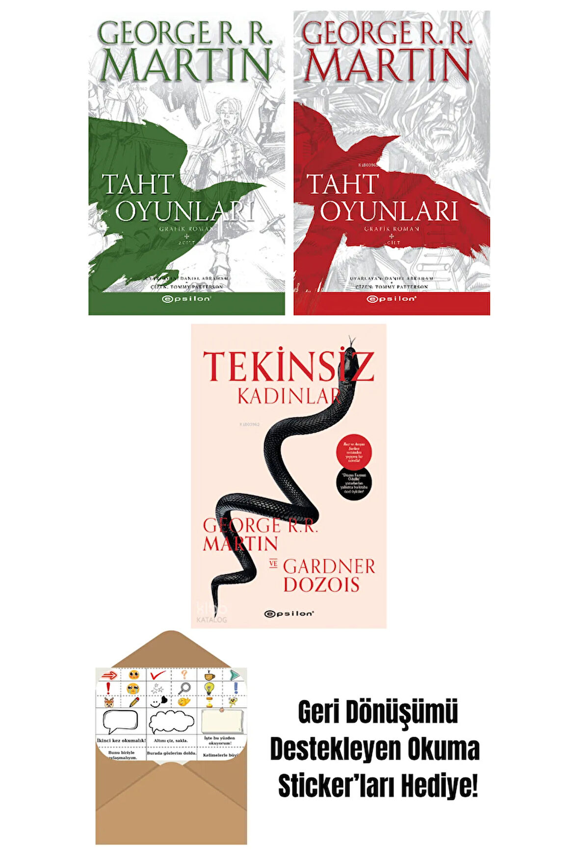 George R. R. Martin 3 Kitap Seti + Okuma Sticker'ları