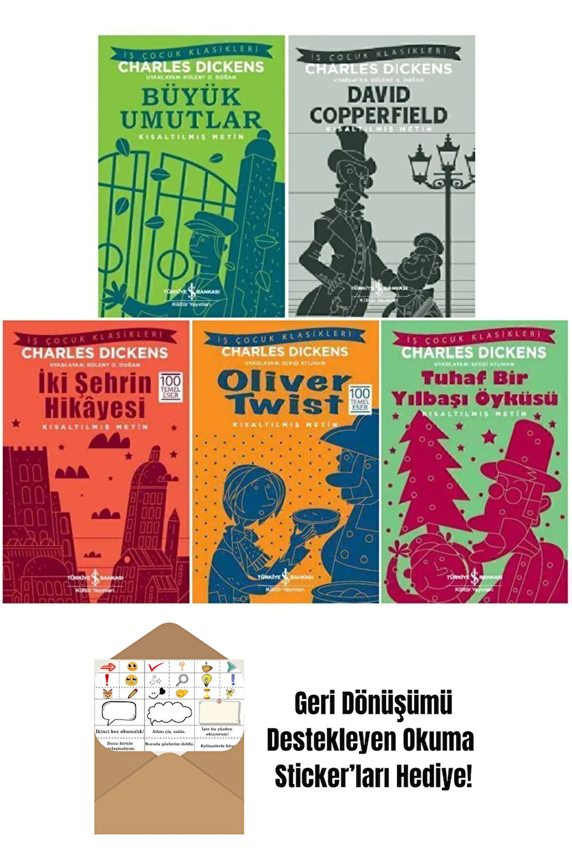 Charles Dickens 5 Kitap Çocuk Klasikleri Seti + Okuma Sticker'ları