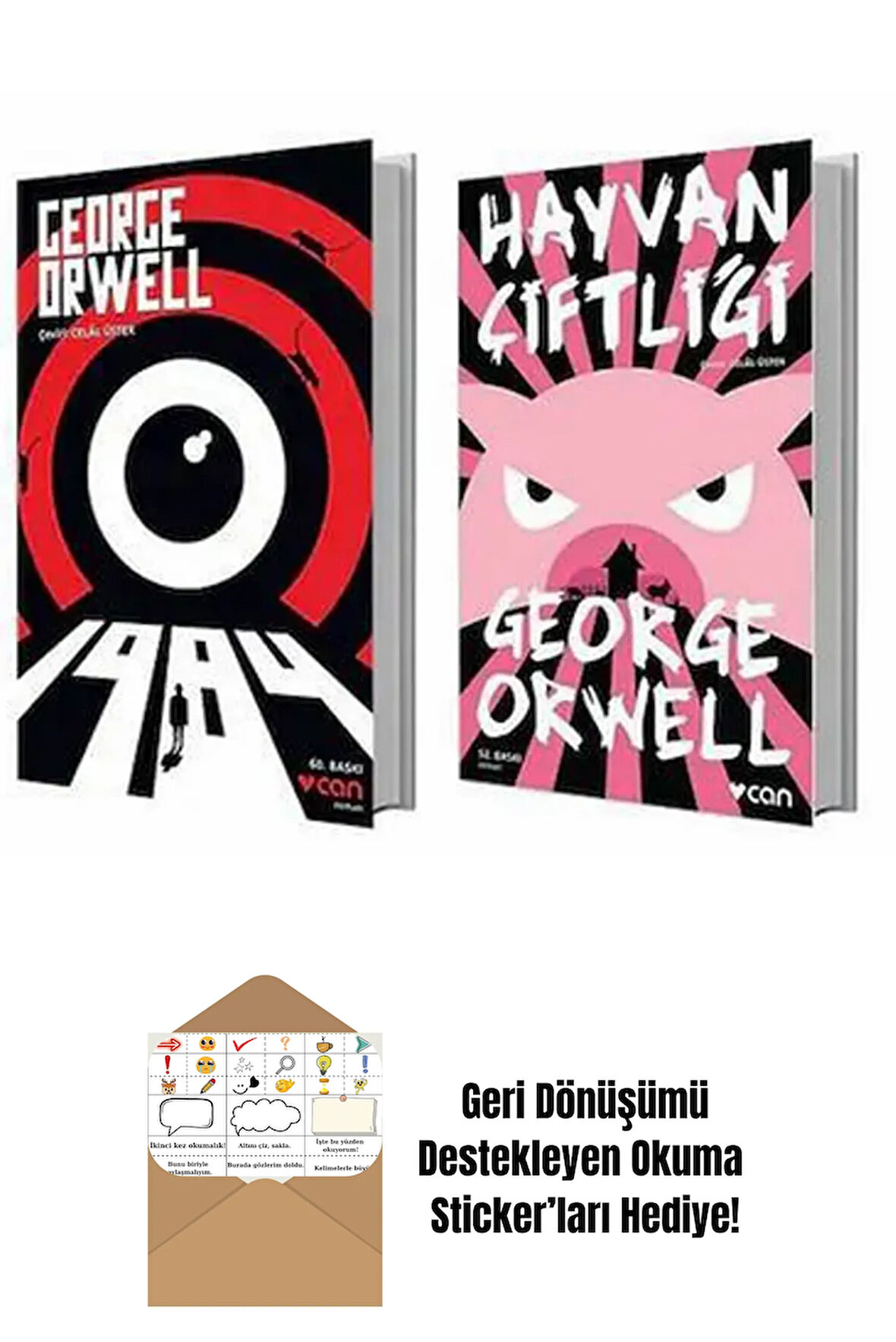 Hayvan Çiftliği - 1984 - George Orwell 2 Kitap + Okuma Sticker'ları