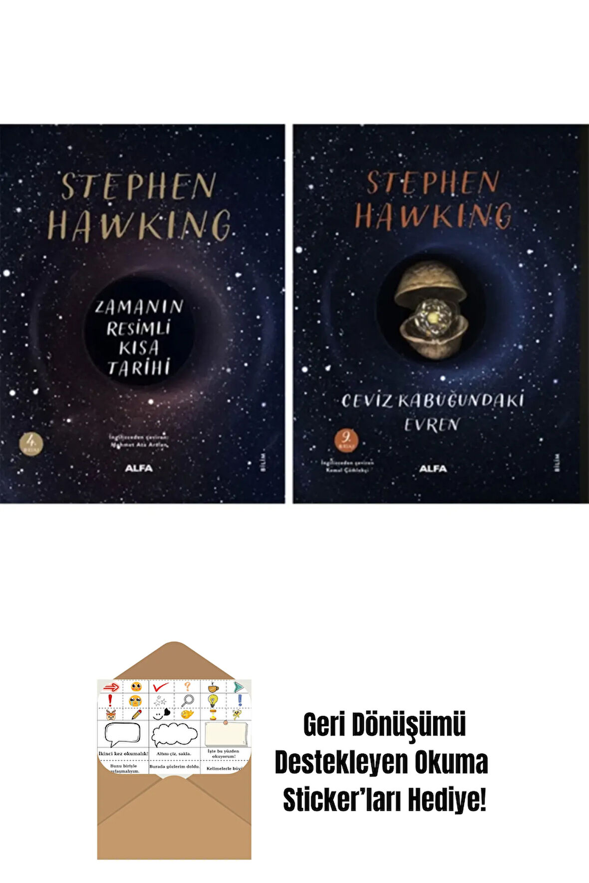 Stephen Hawking Ciltli Özel Baskı 2 Kitap Set + Okuma Sticker'ları