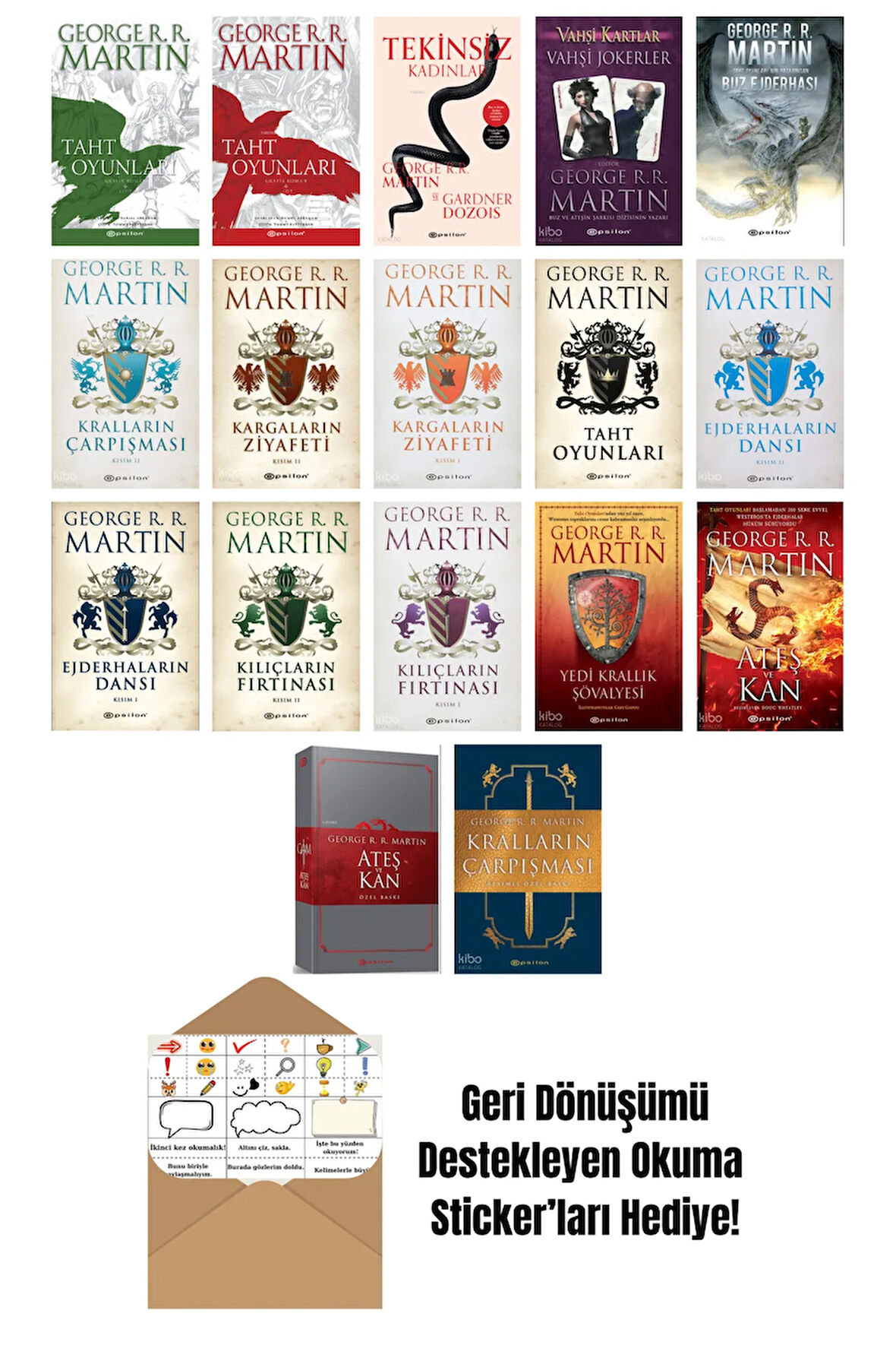 George R. R. Martin 17 Kitap Seti + Okuma Sticker'ları