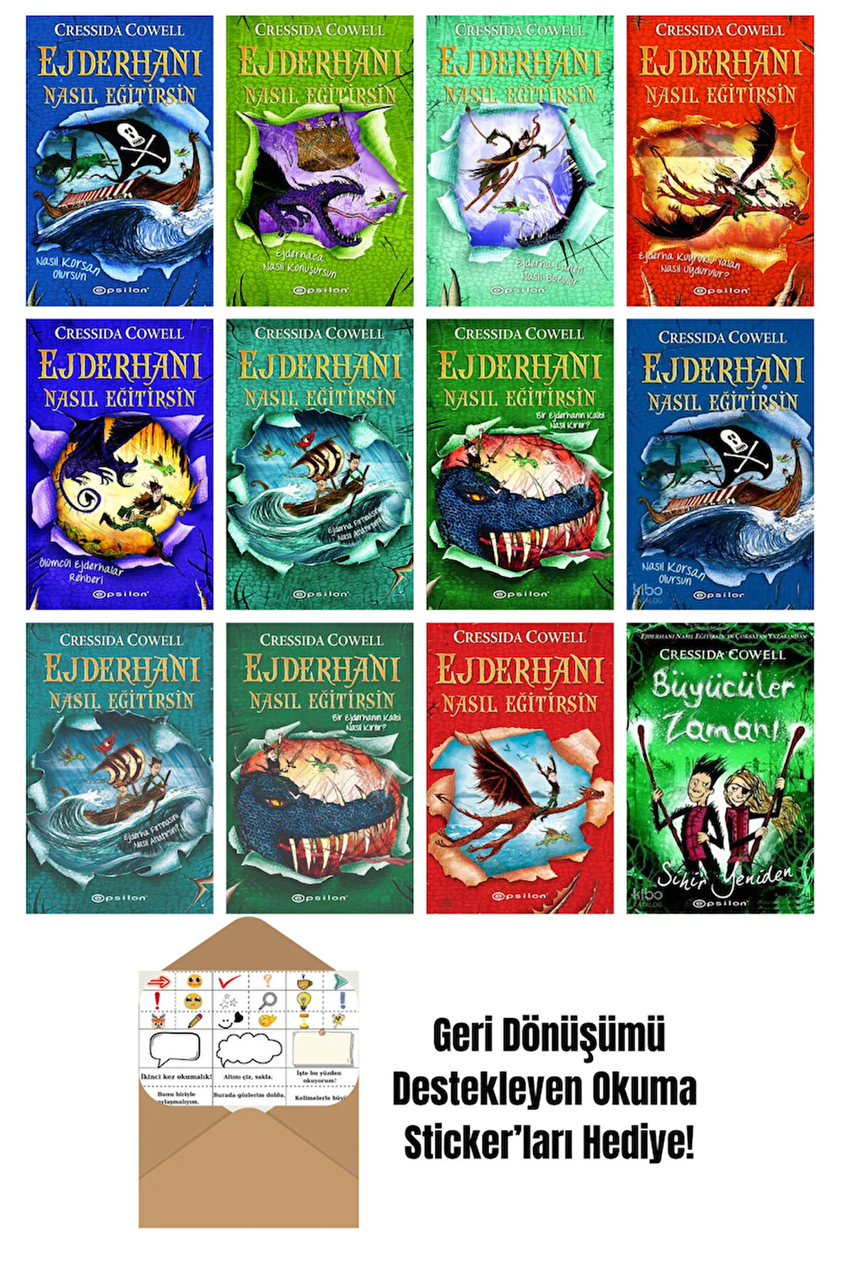 Cressida Cowell 12 Kitap Seti + Okuma Sticker'ları