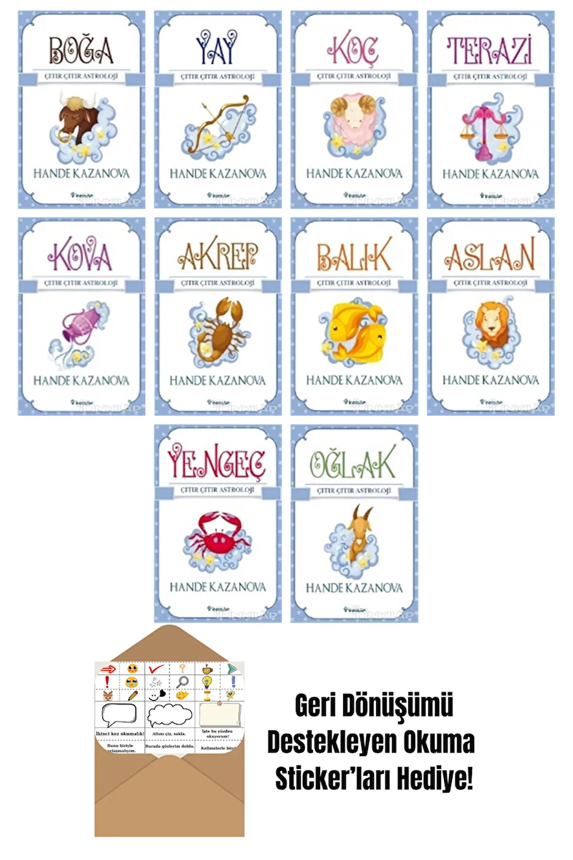 Hande Kazanova 10 Kitap Seti + Okuma Sticker'ları