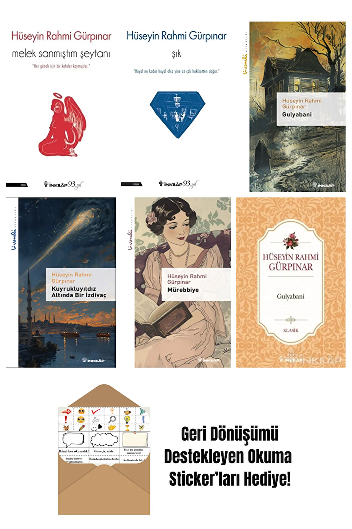 Hüseyin Rahmi Gürpınar 6 Kitap Seti + Okuma Sticker'ları