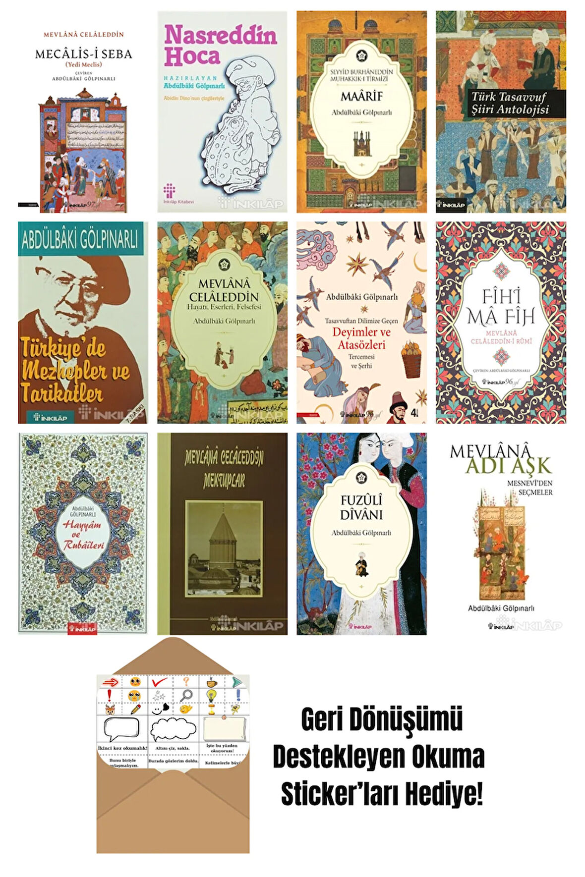 Abdülbaki Gölpınarlı 12 Kitap Seti + Okuma Sticker'ları