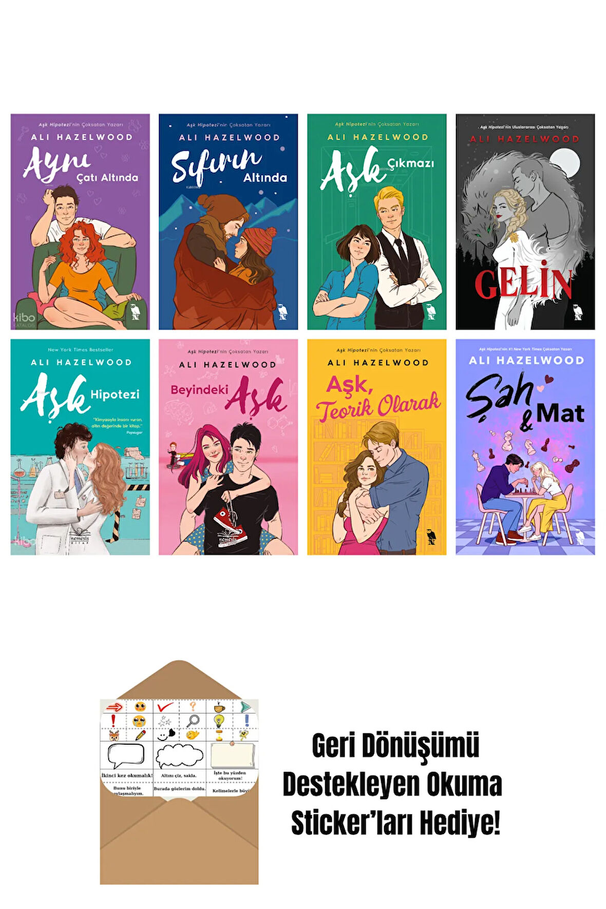 Ali Hazelwood 8 Kitap Seti + Okuma Sticker'ları