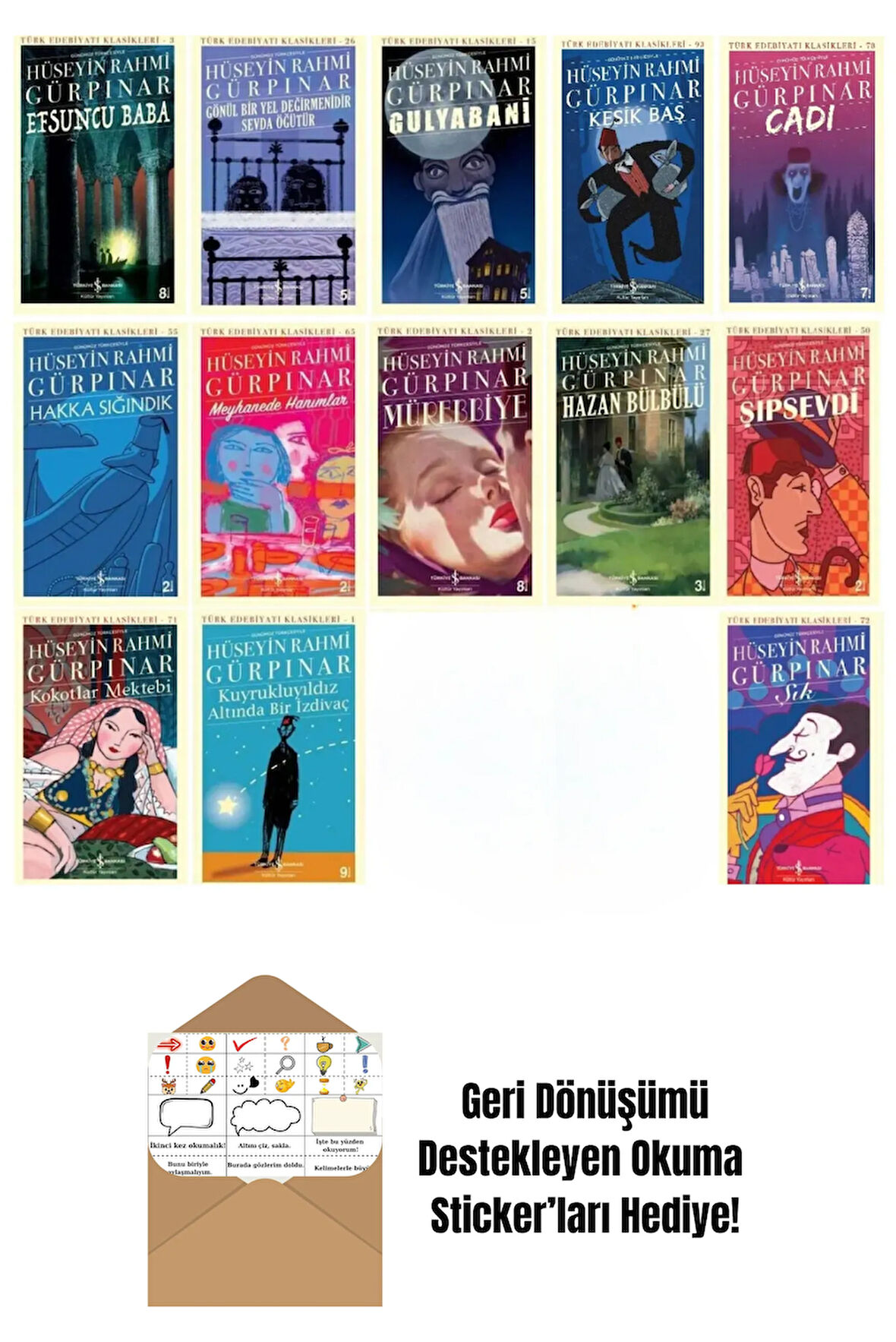Hüseyin Rahmi Gürpınar 13 Kitap Set + Okuma Sticker'ları