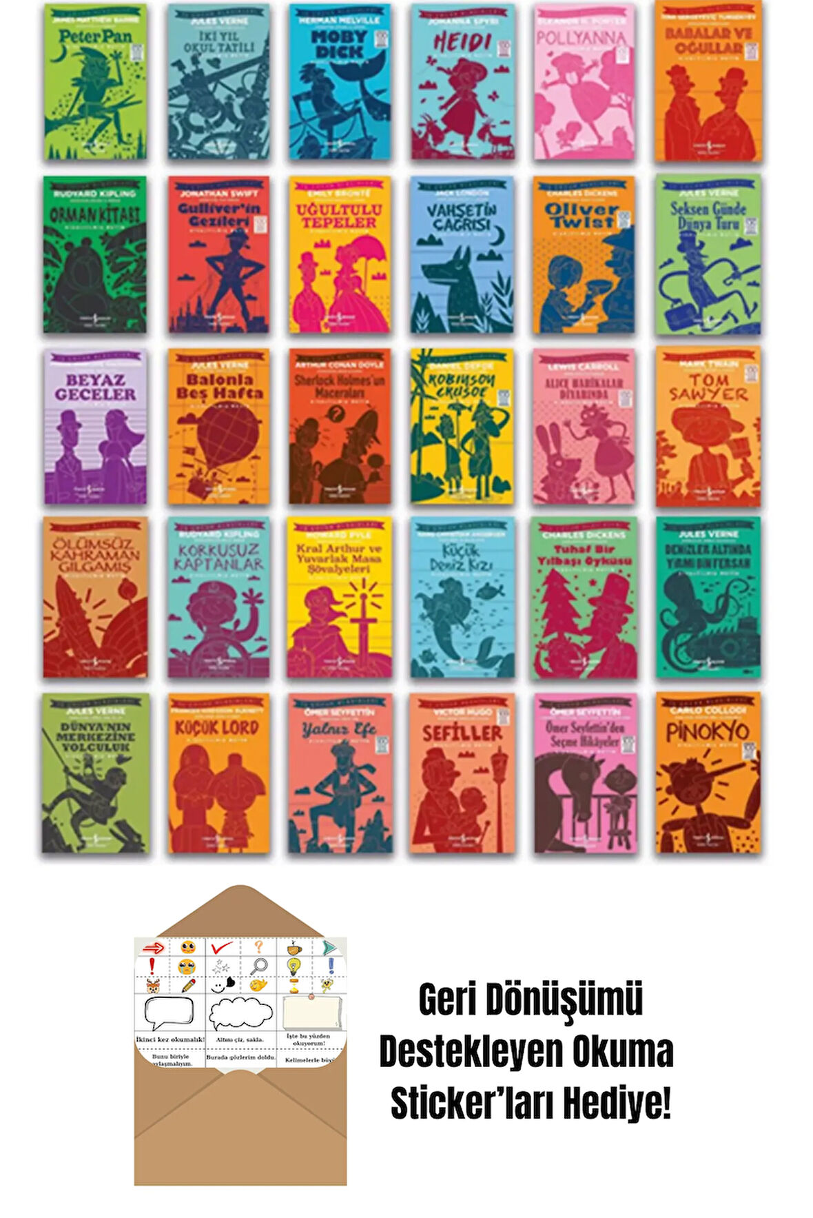 İlköğretim Dünya Çocuk Klasikleri Yüz Temel Eser Set 30 Kitap + Okuma Sticker'ları