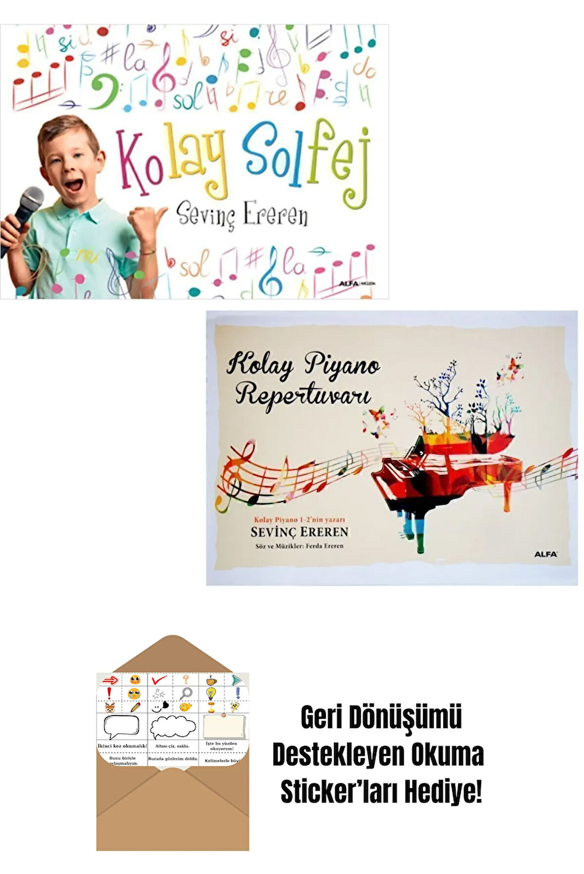 Kolay Solfej + Kolay Piyano Repertuarı 2 Kitap Set + Okuma Sticker'ları