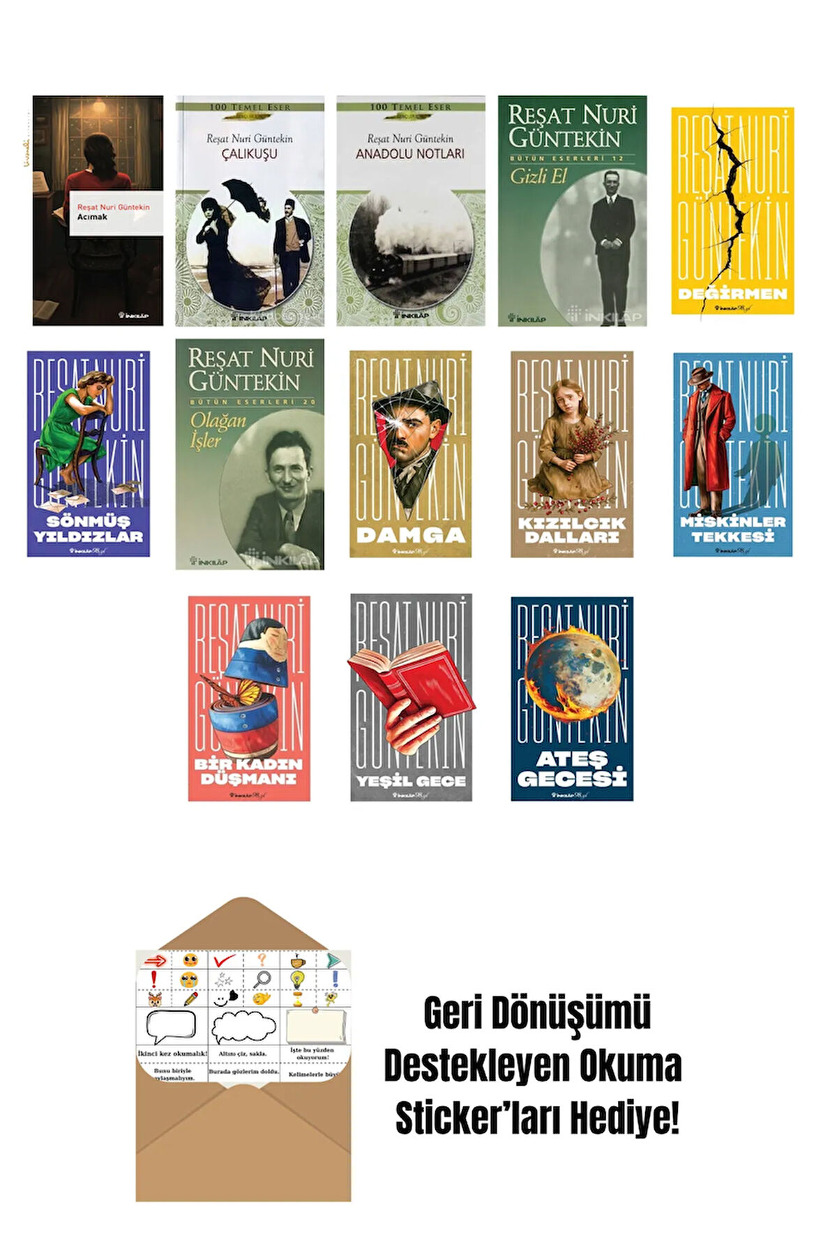 Reşat Nuri Güntekin 13 Kitap Seti + Okuma Sticker'ları