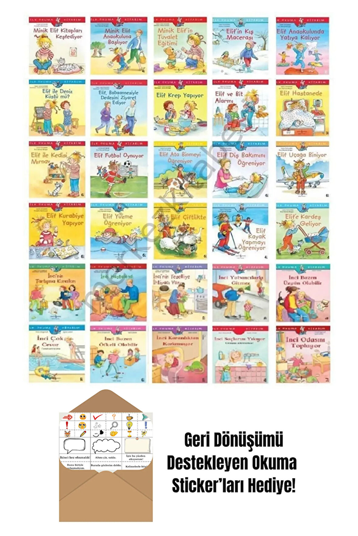 Okul Öncesi İlk Kitabım Inci Ve Elifin Maceraları Seti 30 Kitap + Okuma Sticker'ları