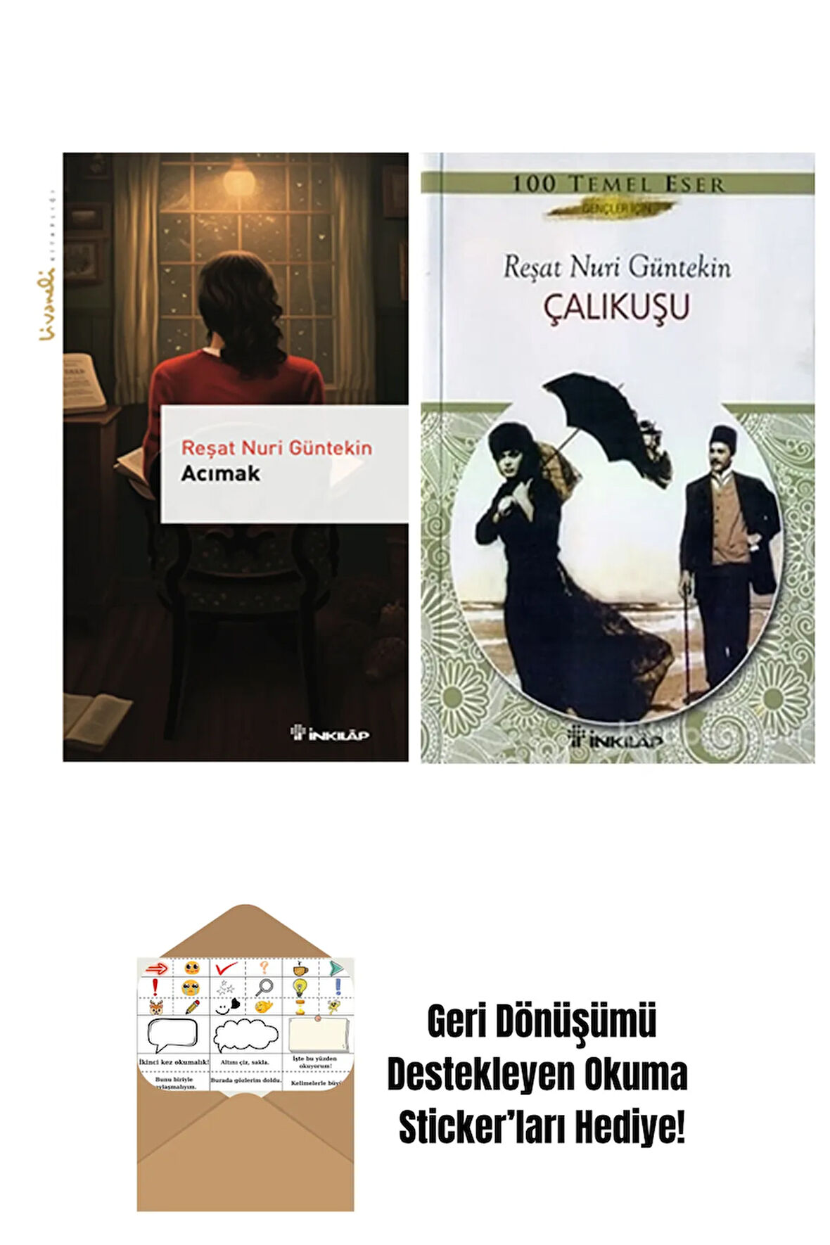 Reşat Nuri Güntekin 2 Kitap Seti + Okuma Sticker'ları