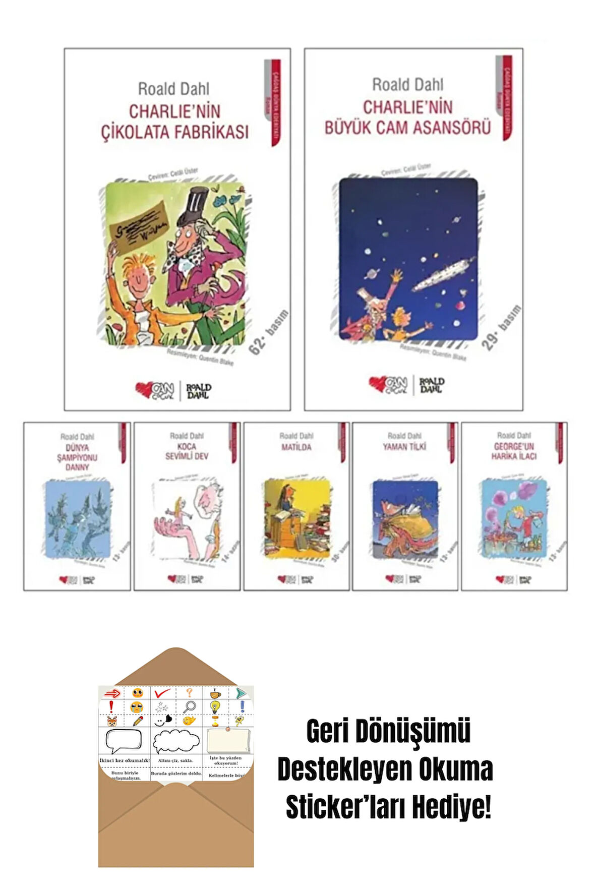 Roald Dahl 7 Kitap Set + Okuma Sticker'ları