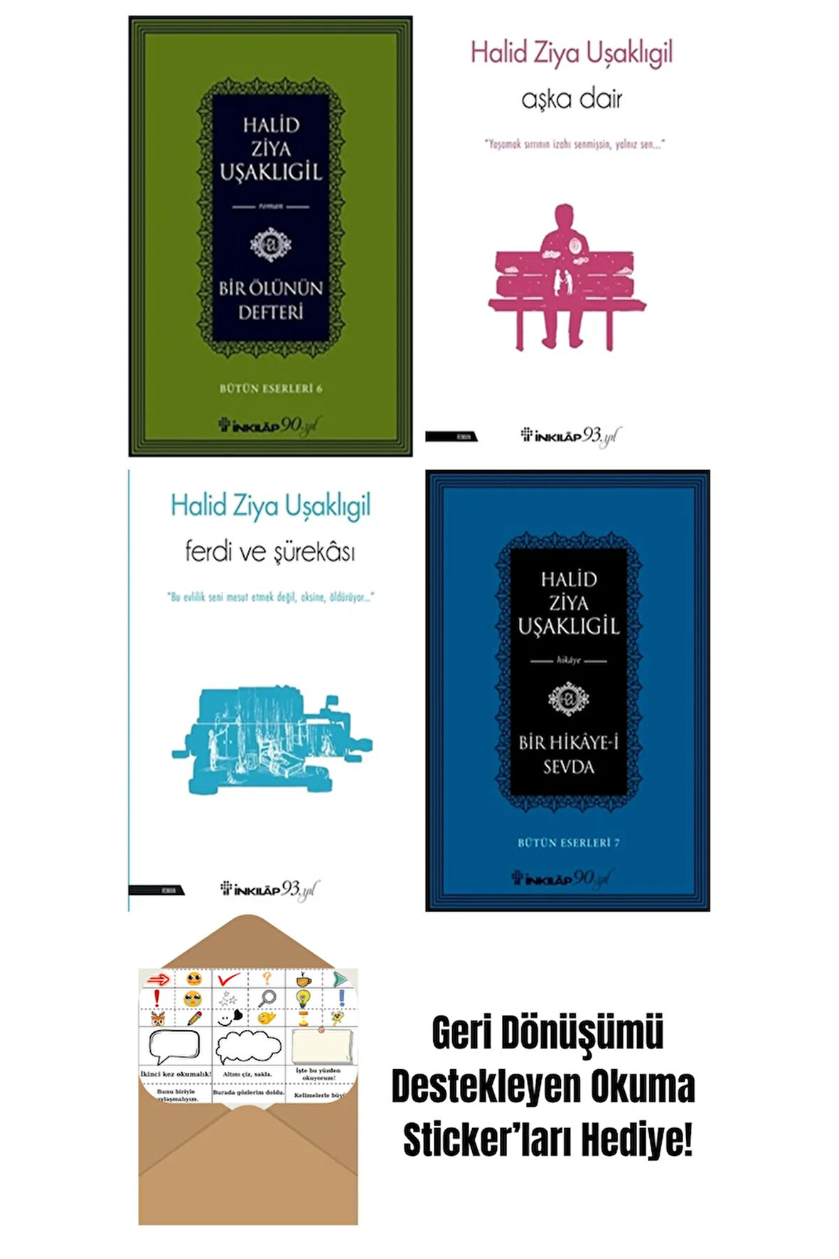Halid Ziya Uşaklıgil 4 Kitap Seti + Okuma Sticker'ları