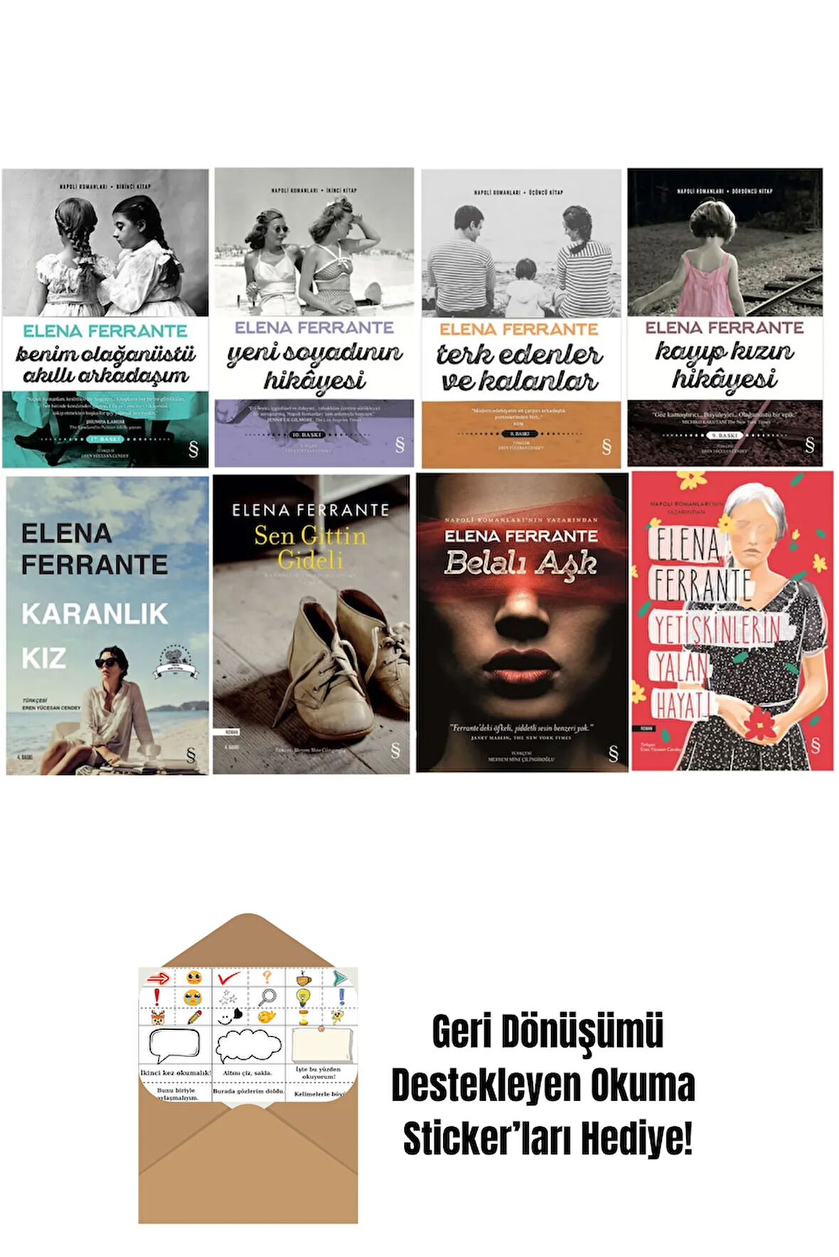 Elena Ferrante -8 Kitap Full Set + Okuma Sticker'ları